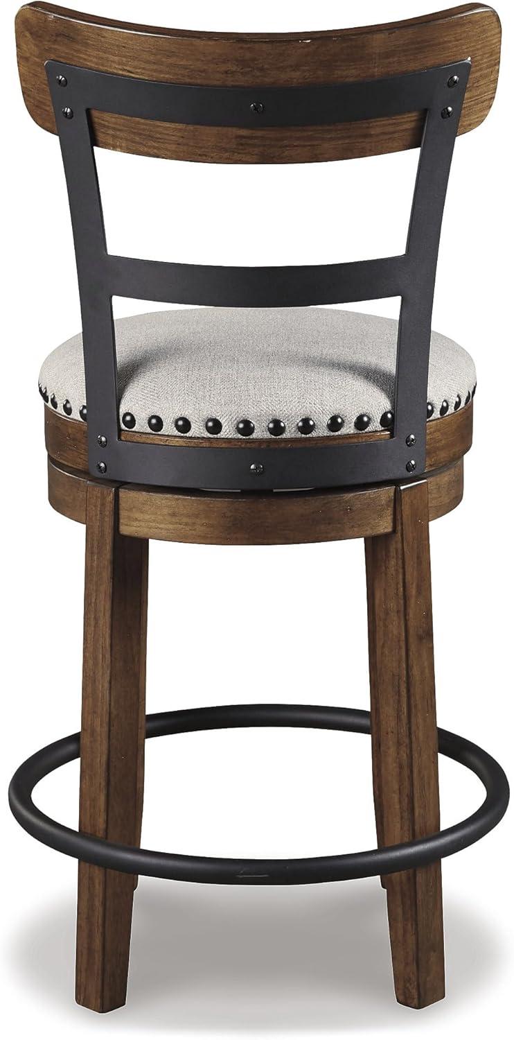 Signature Design by Ashley Valebeck Upholstered Swivel Counter Height Barstool Brown: Polyester, Wood Frame, Fixed Height