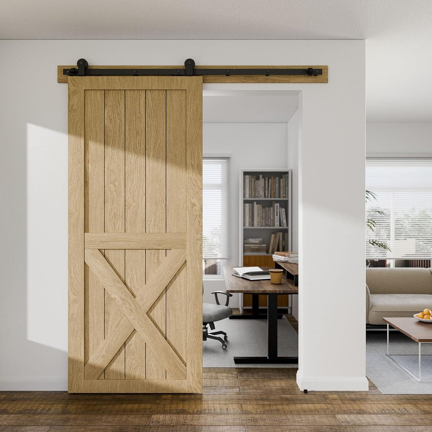 MARLIN MANUFACTURING COMPANY, INCORPORATED 6FT Sliding Barn Door Hardware Kit For Single Wood Door, Smoothly And Quietly, Easy To Install Fit 35" Wide And 1.18"-1.96" Thickness Door Panel, Includes Installation Instruction