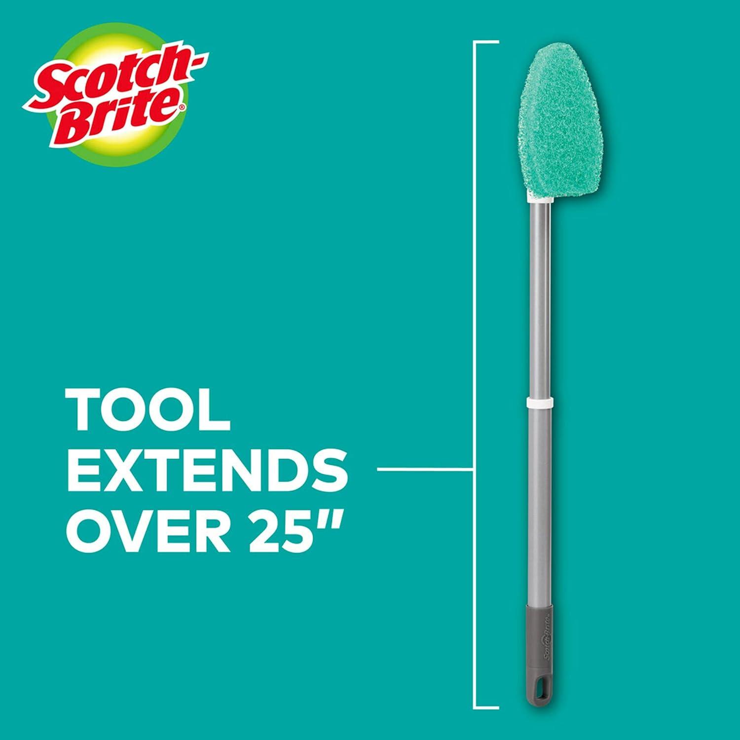 Scotch-Brite Extendable Tub & Tile Scrubber Kit, 1 Handle and 3 Non-Scratch Scrubber Pads