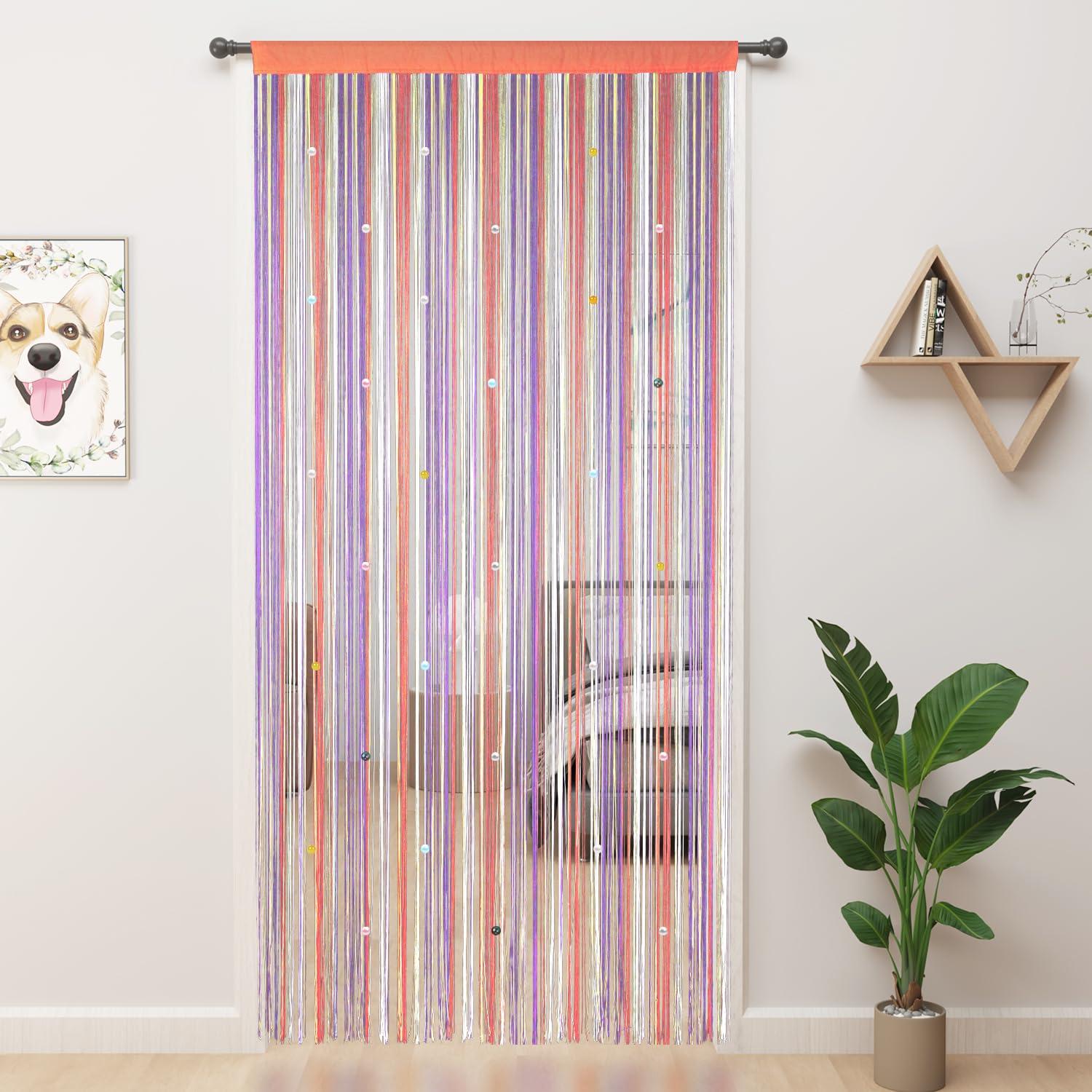 YIIBAII Beaded Curtain Beaded Curtains for Doorways Crystals Suitable for Interior Decoration and Partitions Hippy Closet Curtains (Rainbow, 39"x79")