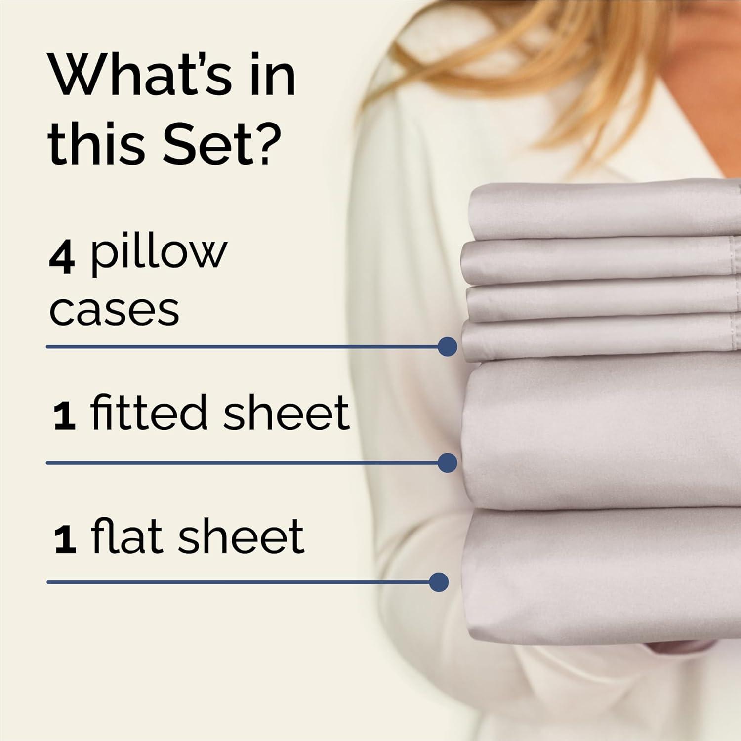 CGK Linens 6 Piece Soft & Cooling Solid Sheet Set - Wrinkle Free Luxury Bed Sheets