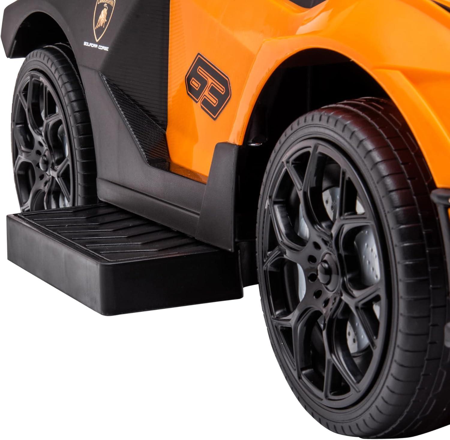 Orange Licensed Lamborghini Toddler Push Car with Storage