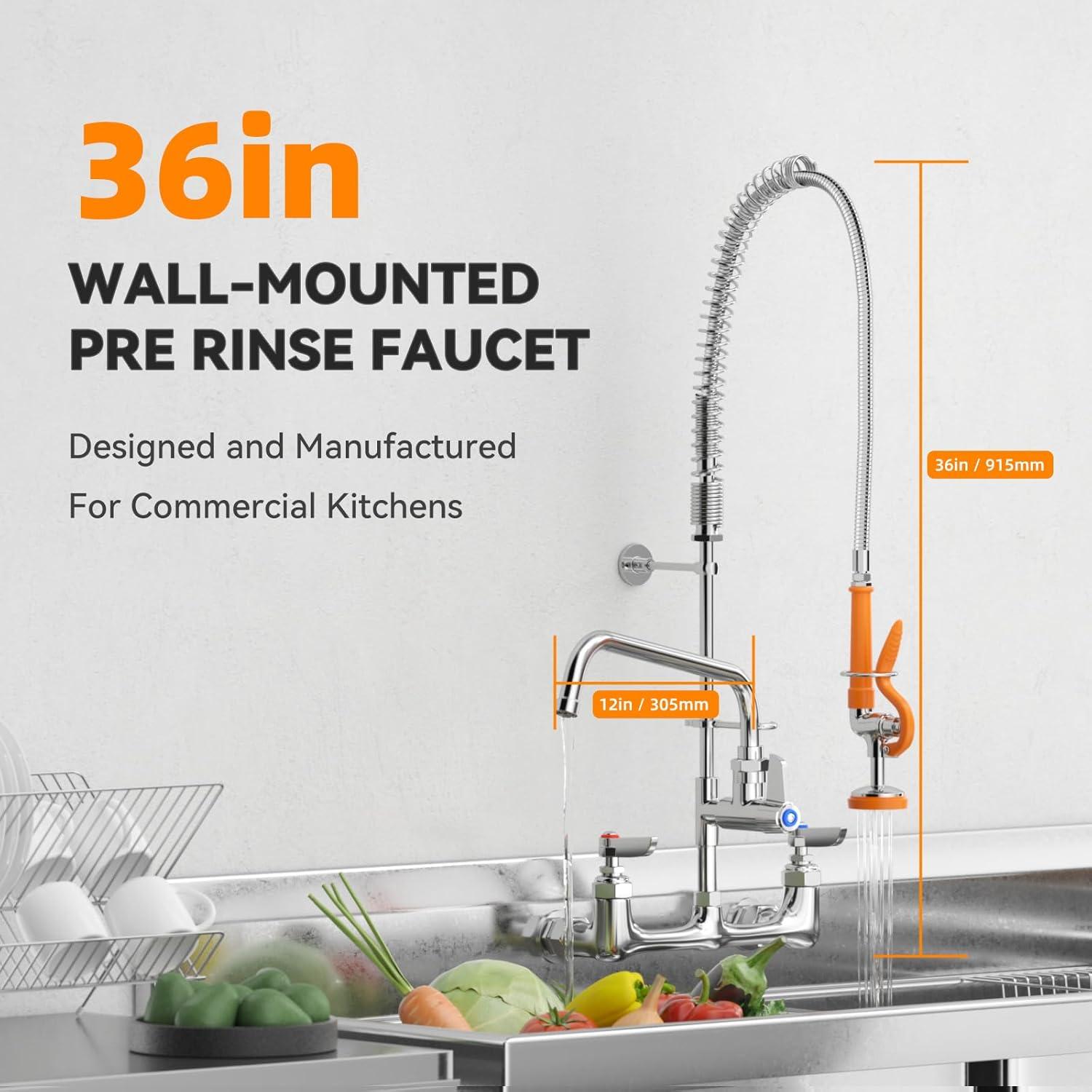 iVIGA Commercial Kitchen Faucet with Pre-Rinse Sprayer 36 Inch 2314300C-36-WF