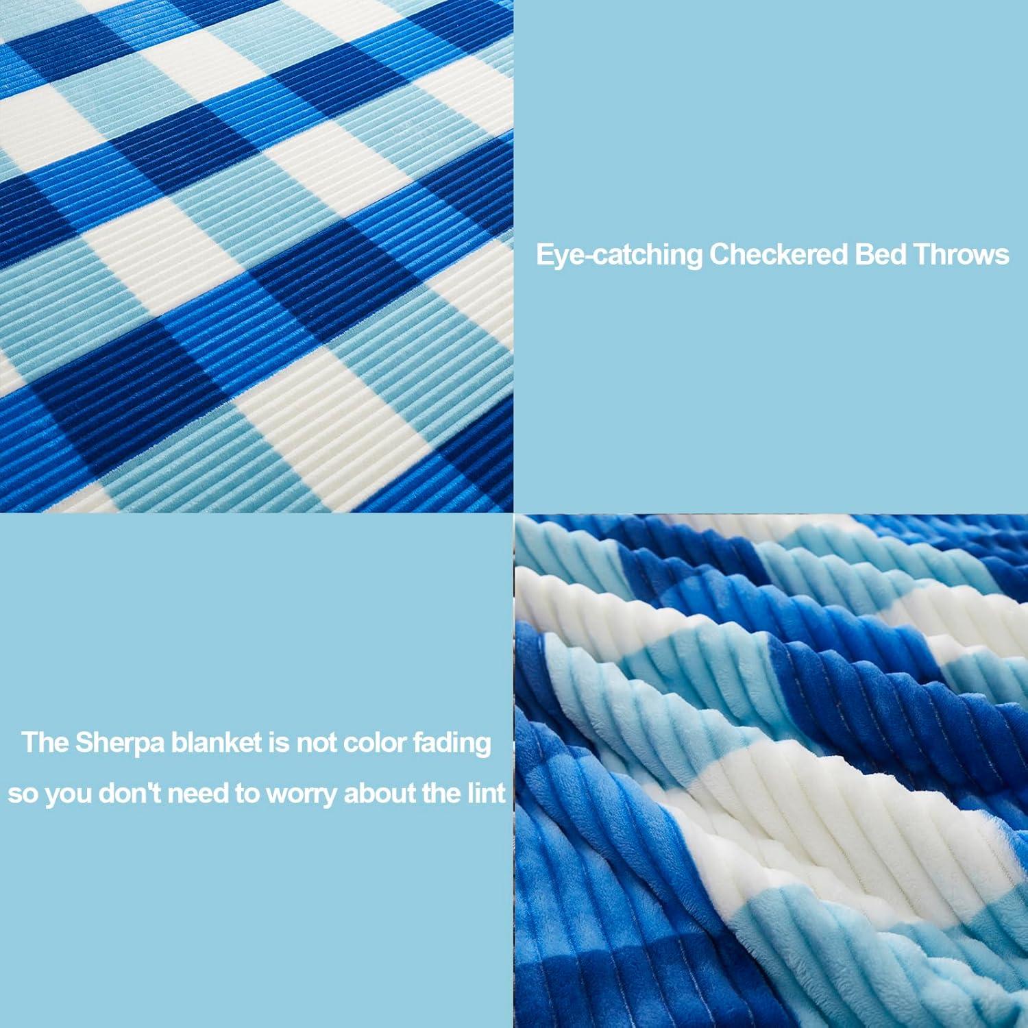 PU MEI Sherpa Throw Blanket for Couch Sofa 60”*80”- Fleece Tufted Fuzzy Soft Cozy Blanket for Bed, Thick Warm Blanket for All Seasons, (Dusty Blue, 60"*80")