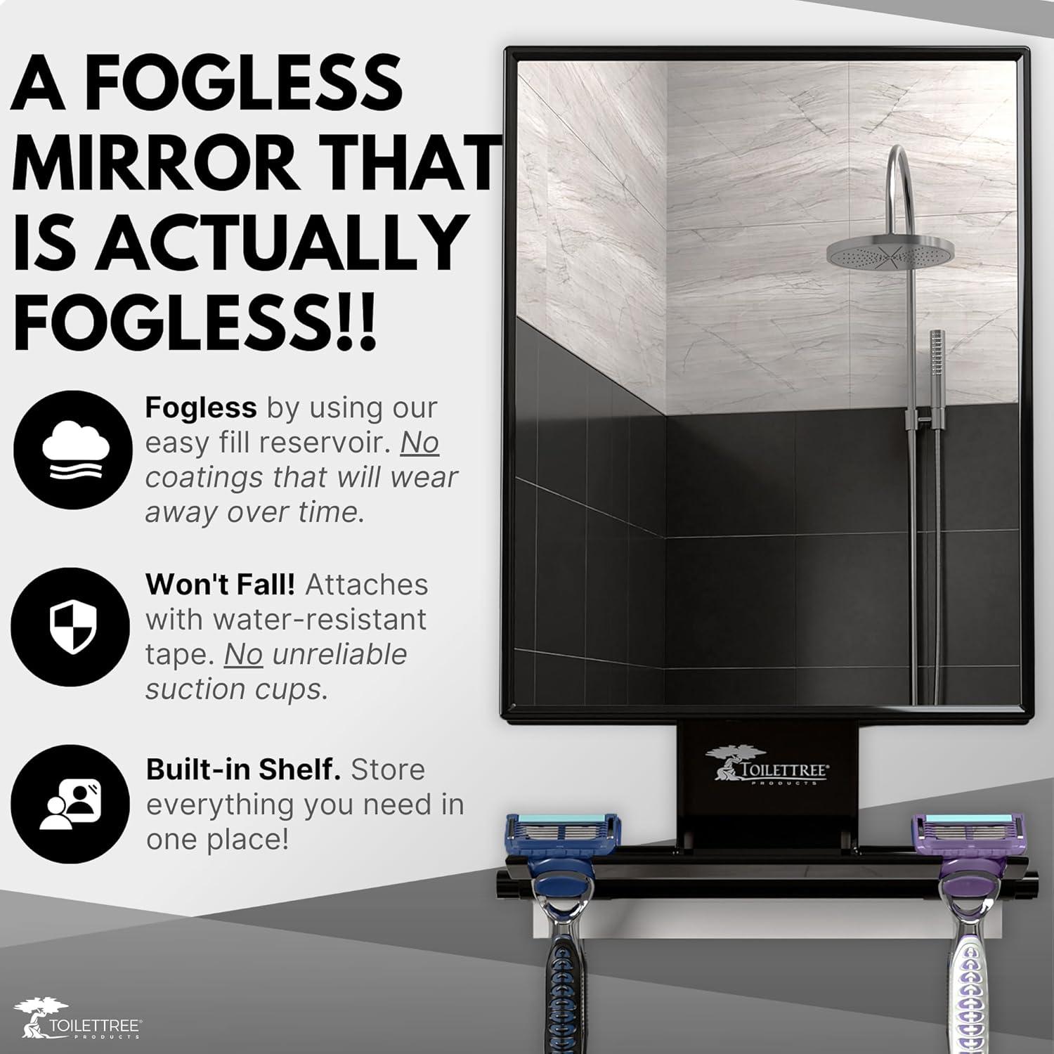 ToiletTree Products Fogless Shower Mirror with Squeegee, Adjustable Shaving Mirror
