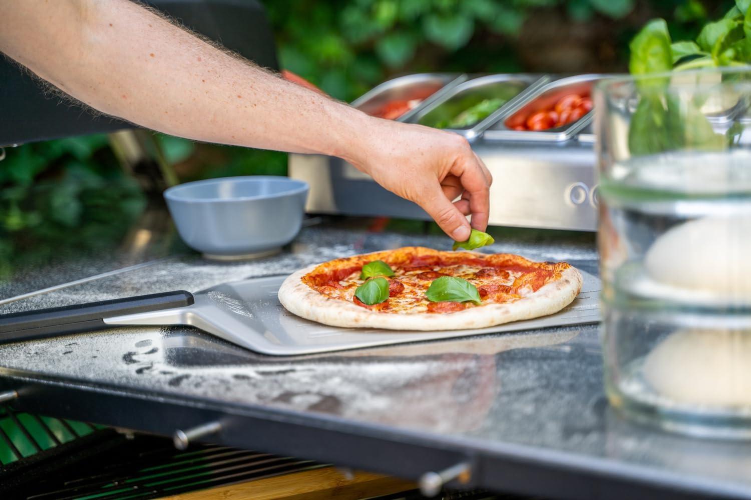 14-Inch Silver Aluminum Pizza Peel with Black Handle