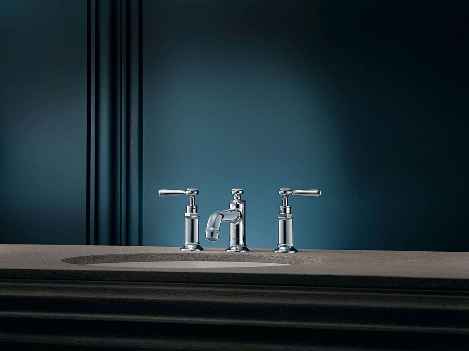 Chrome Modern Widespread Bathroom Faucet with Lever Handles