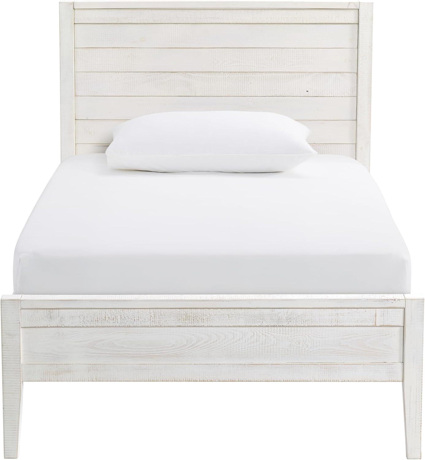 Alaterre Furniture Windsor Panel Wood Twin Bed, Driftwood White