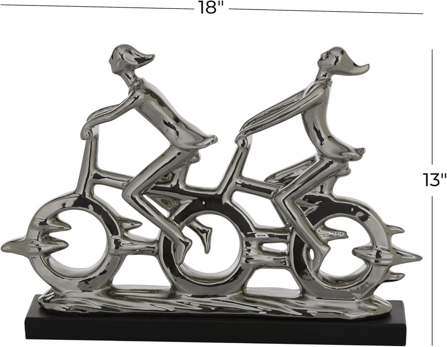 Contemporary Porcelain Yoga Poses Sculpture Set, Silver Finish