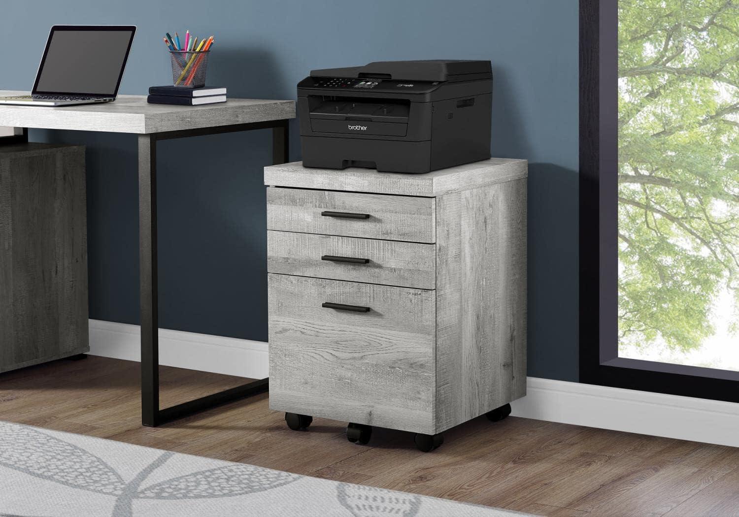 File Cabinet Rolling Mobile Printer Stand Office Work Laminate Grey