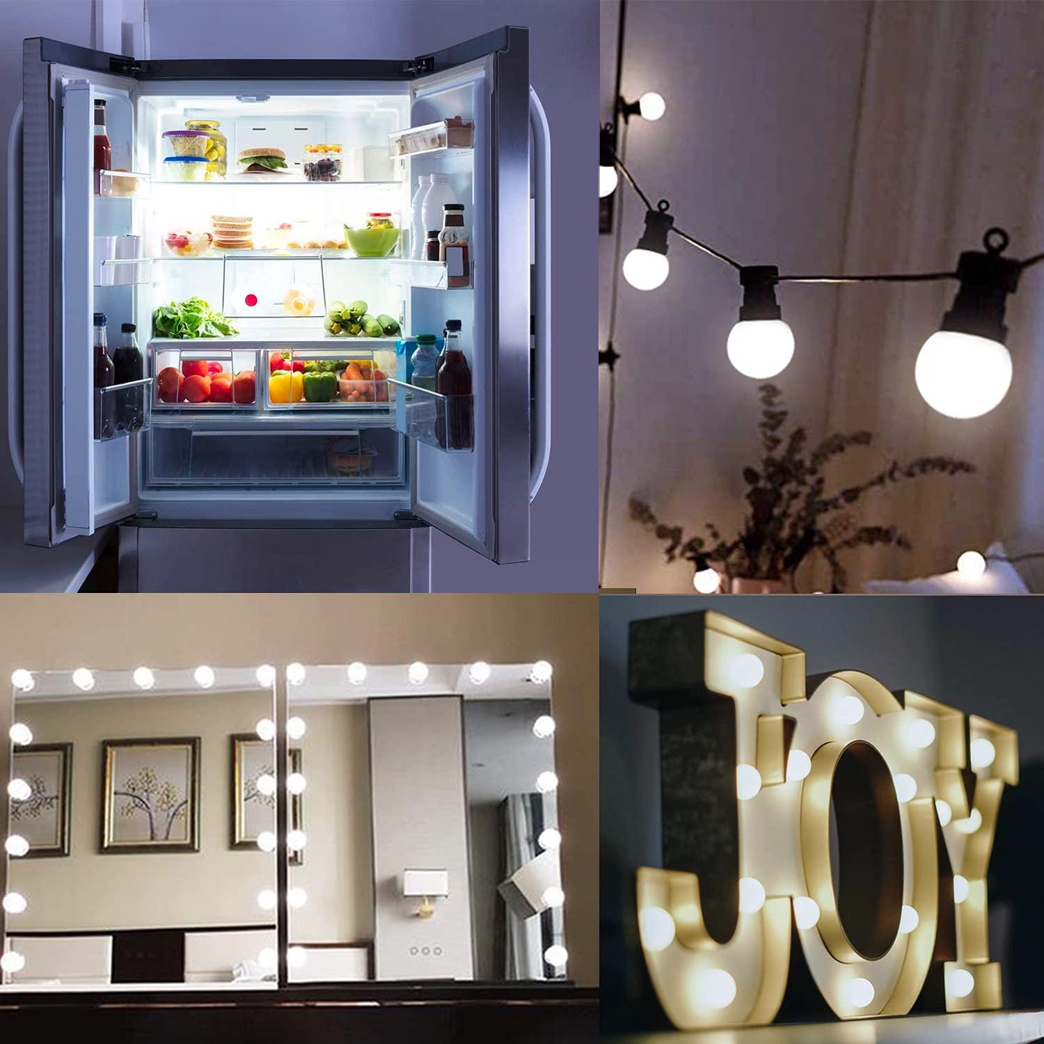 Globe Led Low Watt Light Bulbs 1.5W Equivalent 15 watt Soft White 6000k Frosted, Tiny G40 Bulbs for Bed-Side Table, Vanity Mirror, Porch, Home Decor, E26 Base Low Lumens Light Bulbs, Pack of 6