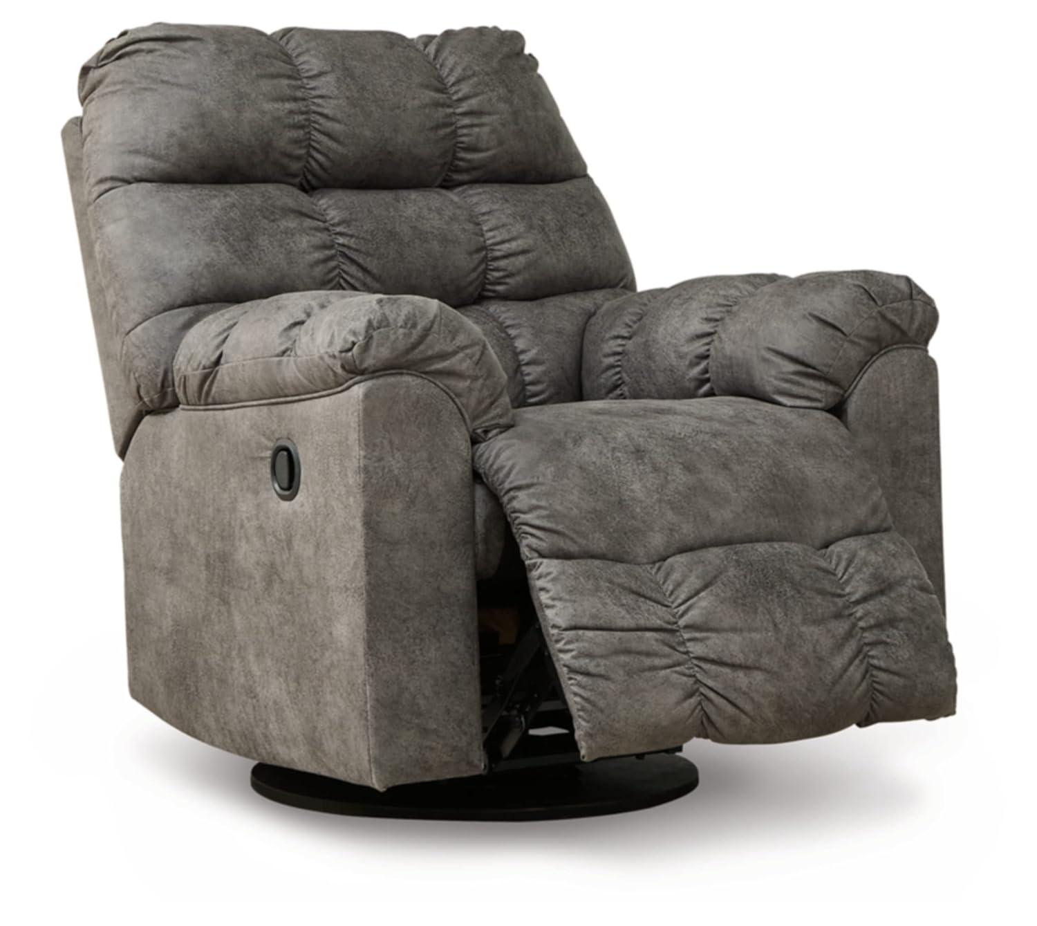 38" Wide Faux Leather Power Swivel Standard Recliner
