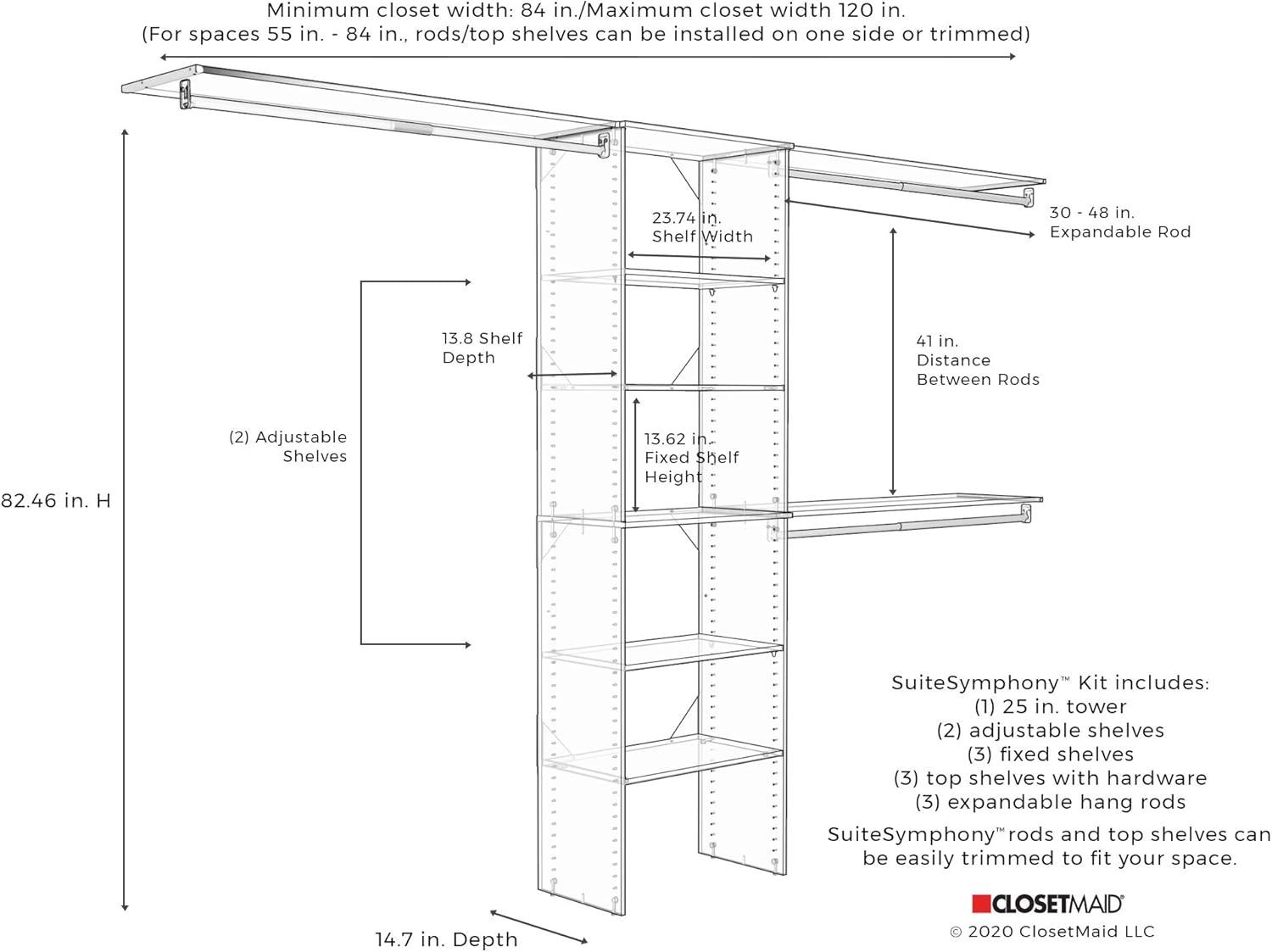 ClosetMaid  SuiteSymphony 25 in. Closet Organizer with Shelves