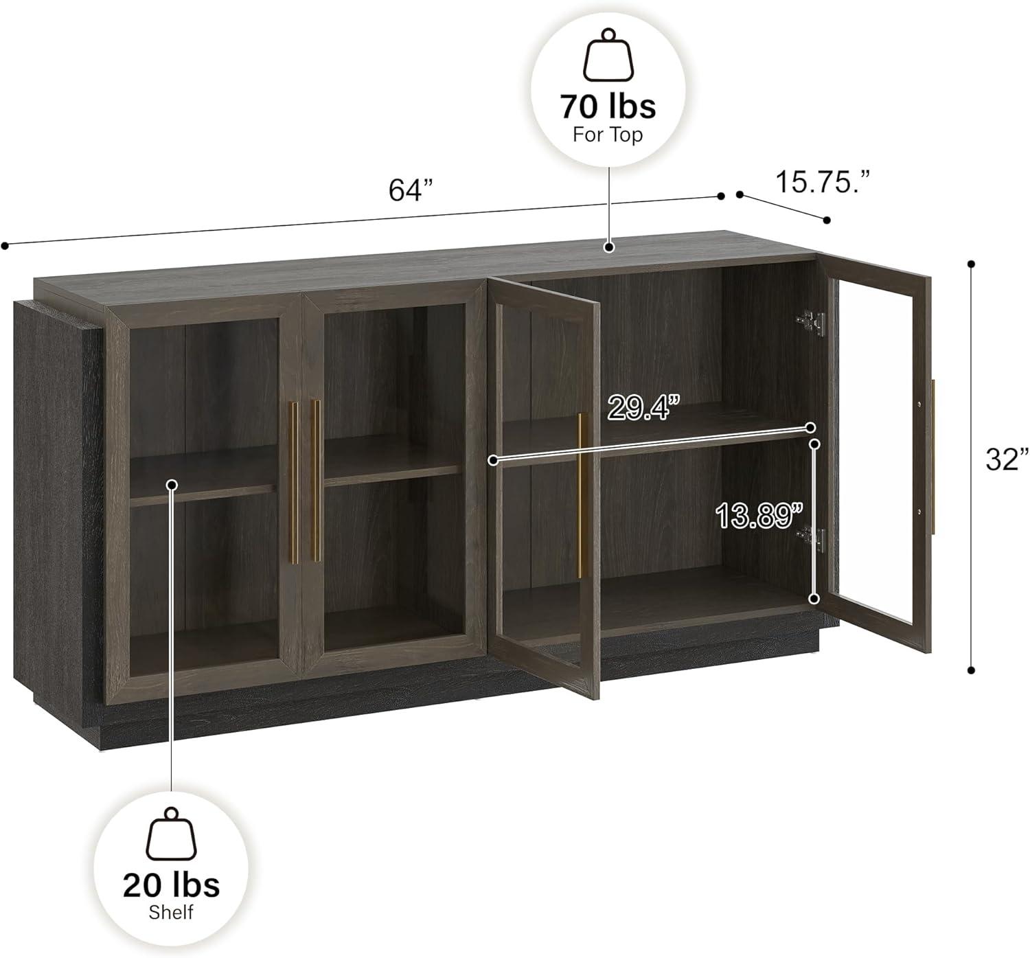 NEUTRALPOSTURE Sideboard Buffet Cabinet, Modern Wood Glass-Buffet-Sideboard With Storage, Console Table For Kitchen, Dining Room, Living Room, Hallway, Or Entrance - Brixston