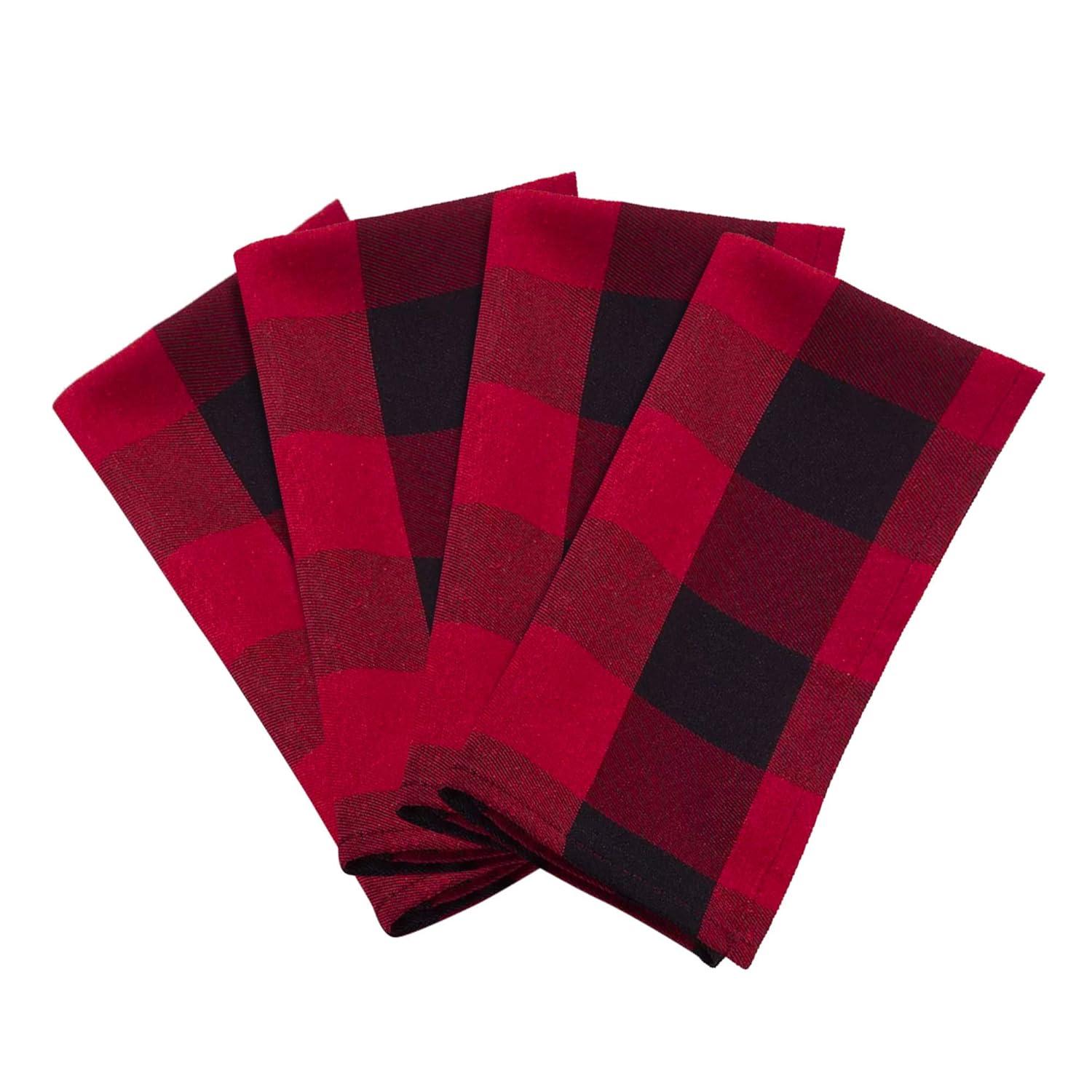 Gracie Oaks Aafrin Plaid 20" Cotton Napkin (Set of 4)