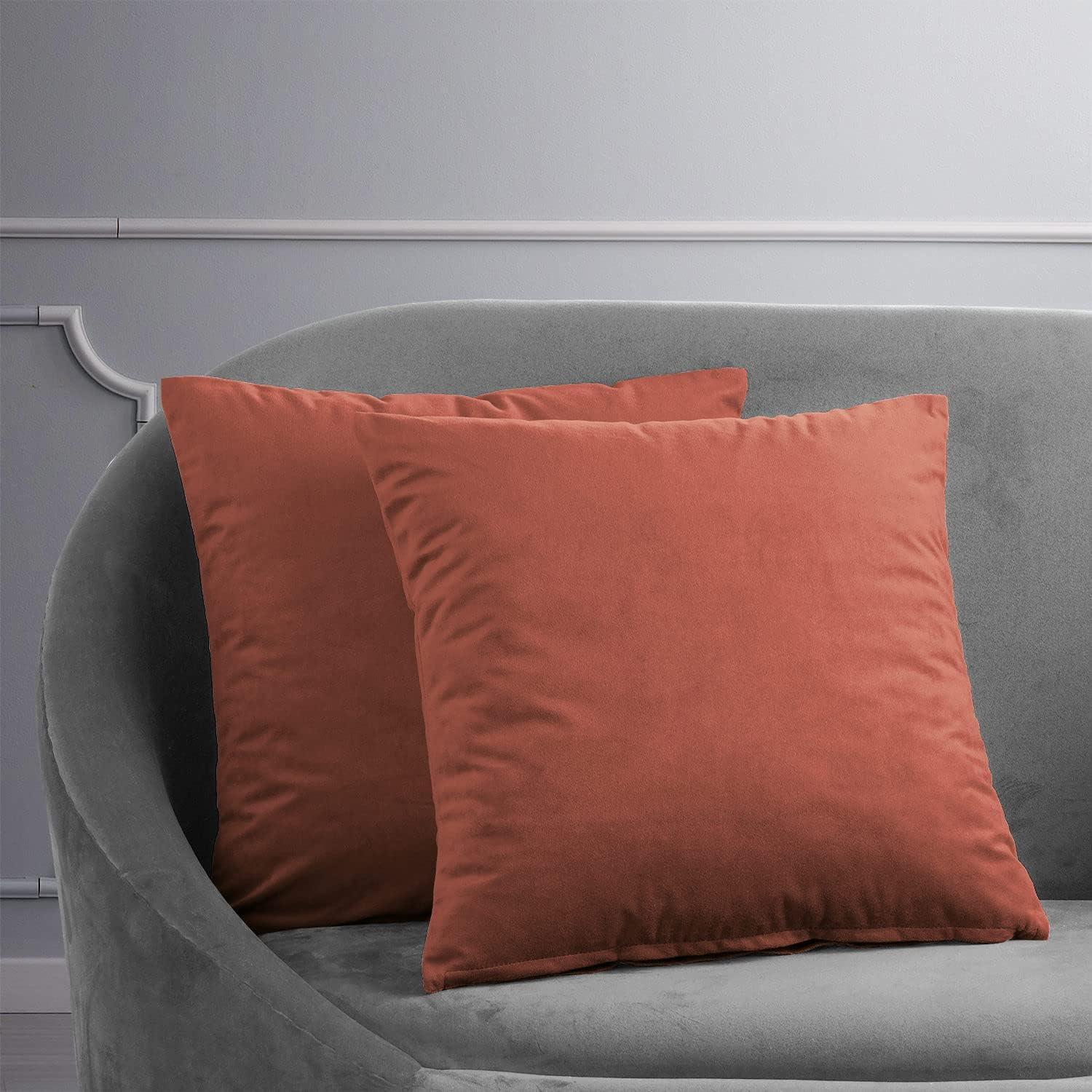 Exclusive Fabrics Signature Velvet Cushion Cover (Set of 2) Crimson Rust