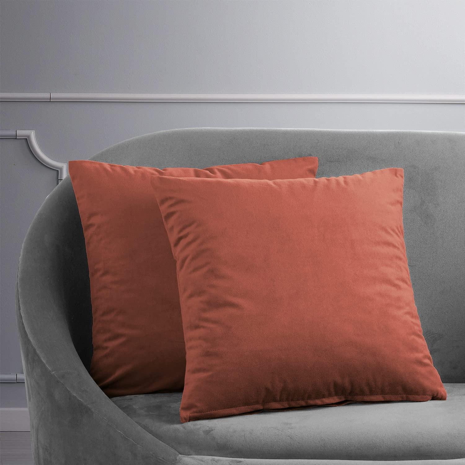 Exclusive Fabrics Signature Velvet Cushion Cover (Set of 2) Crimson Rust