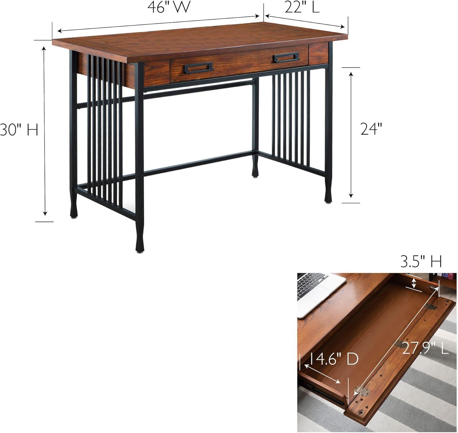 Ironcraft Mission Oak Computer Desk with Matte Black Frame