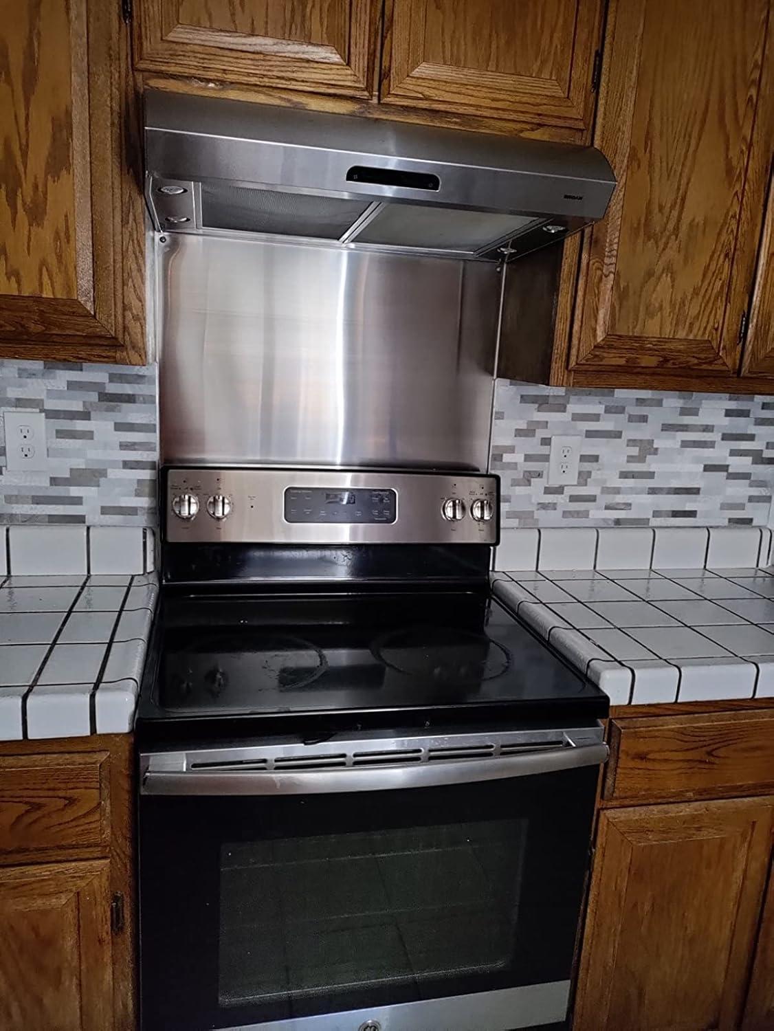 30" x 24" Stainless Steel Kitchen Backsplash Panel