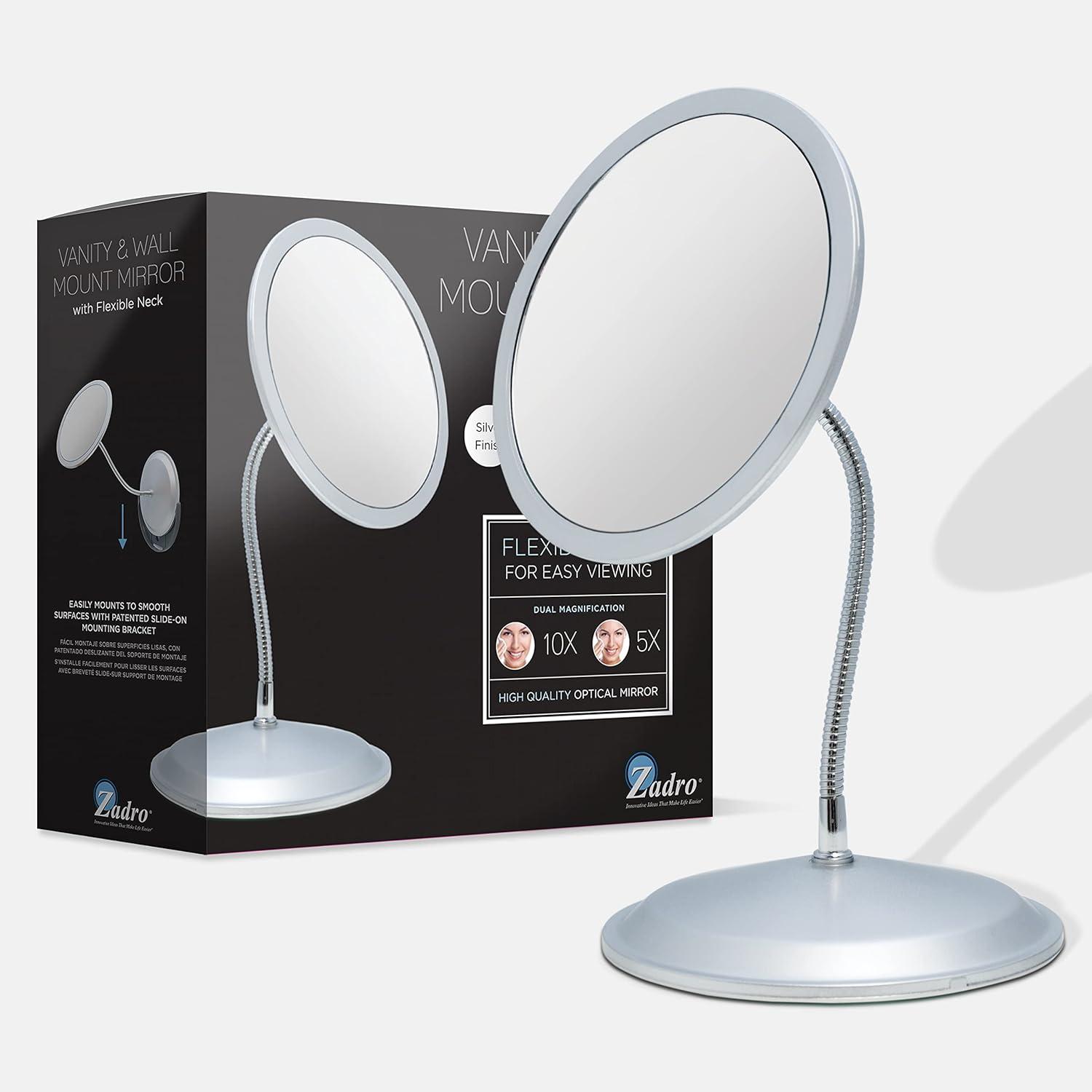 Chrome Fogless Wall Mounted Gooseneck Mirror with 5X/10X Magnification