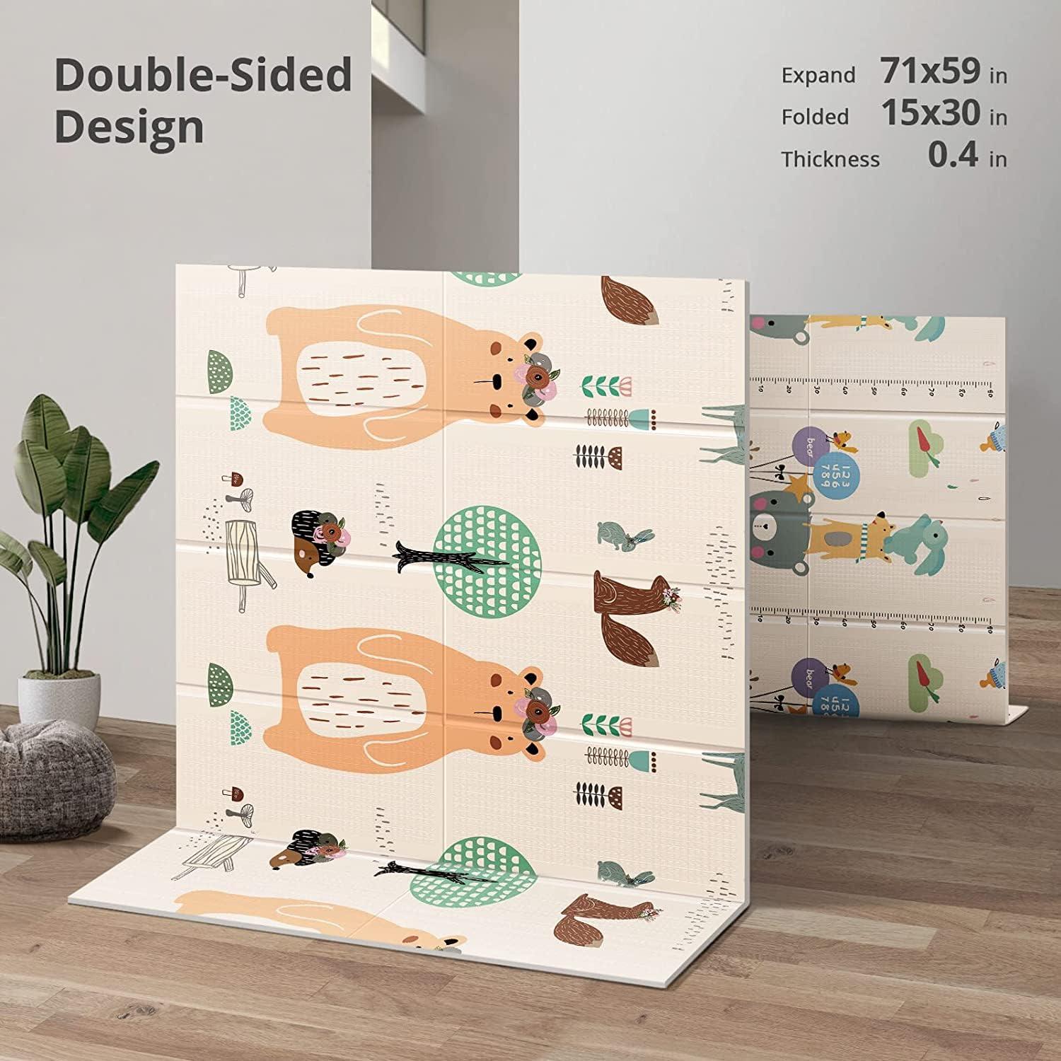 UANLAUO Baby Play Mat for Floor, Kids Play Mats 71x59 Playpen Mats Extra Large Waterproof Activity Playmats for Babies and Toddlers Infants Tummy Time, Foam Baby Crawling Mat with Travel Bag