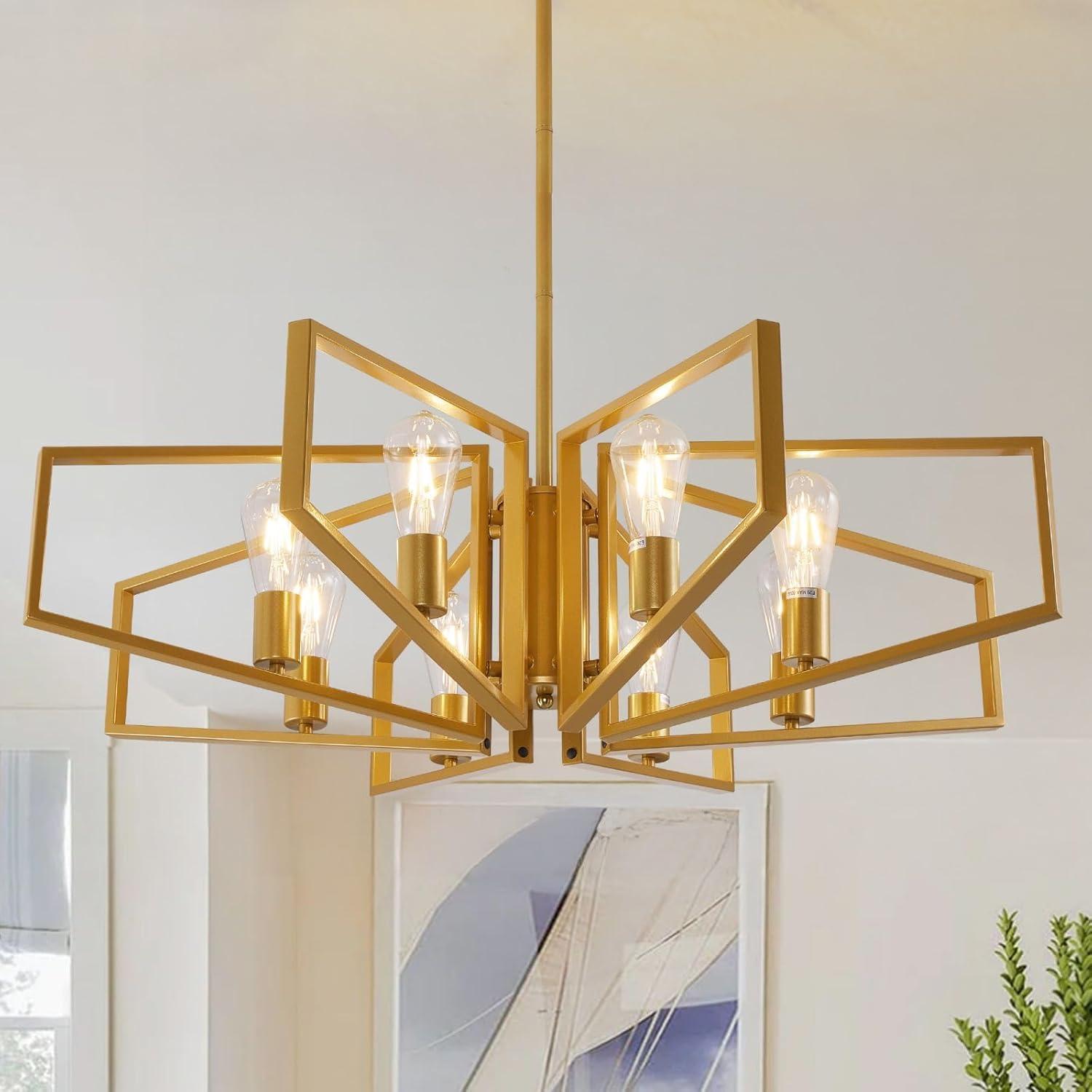 8 - Light Dimmable Geometric Chandelier