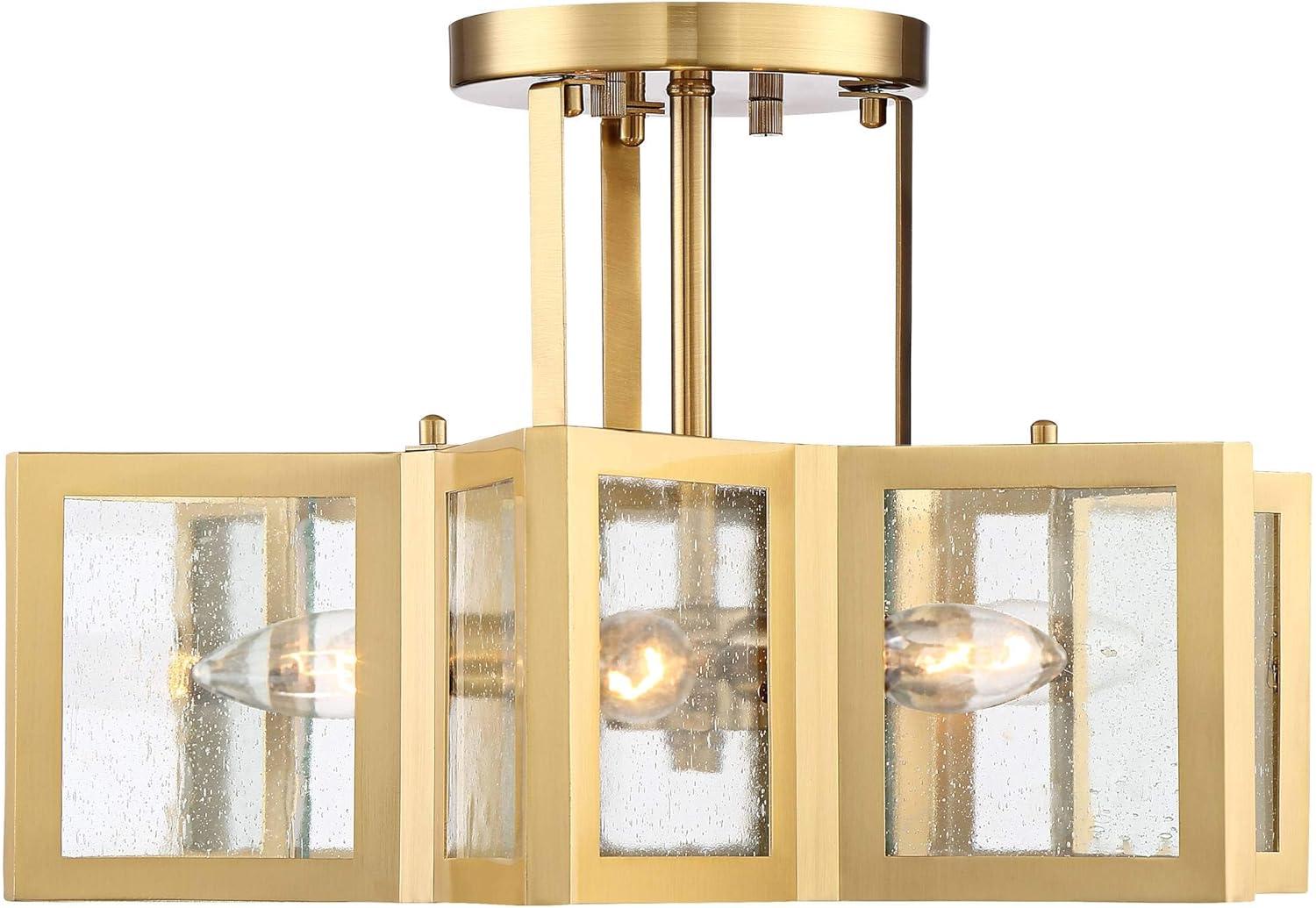 Possini Euro Design Casa Star Modern Ceiling Light Semi Flush Mount Fixture 16" Wide Warm Brass 6-Light Clear Glass for Bedroom Kitchen Living Room