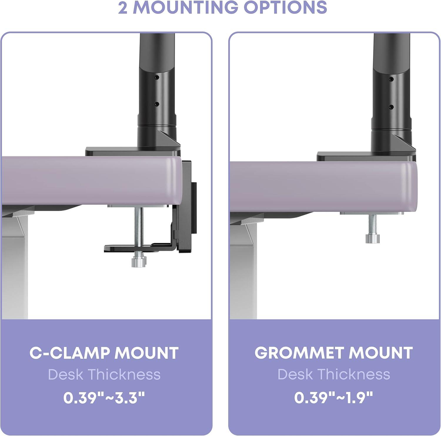 Heavy Duty Monitor Arm for Ultrawide Screens up to 49 inch and 39.6lbs, Premium Aluminum Single Desk Mount Stand with Gas Spring, VESA 75x75/100x100
