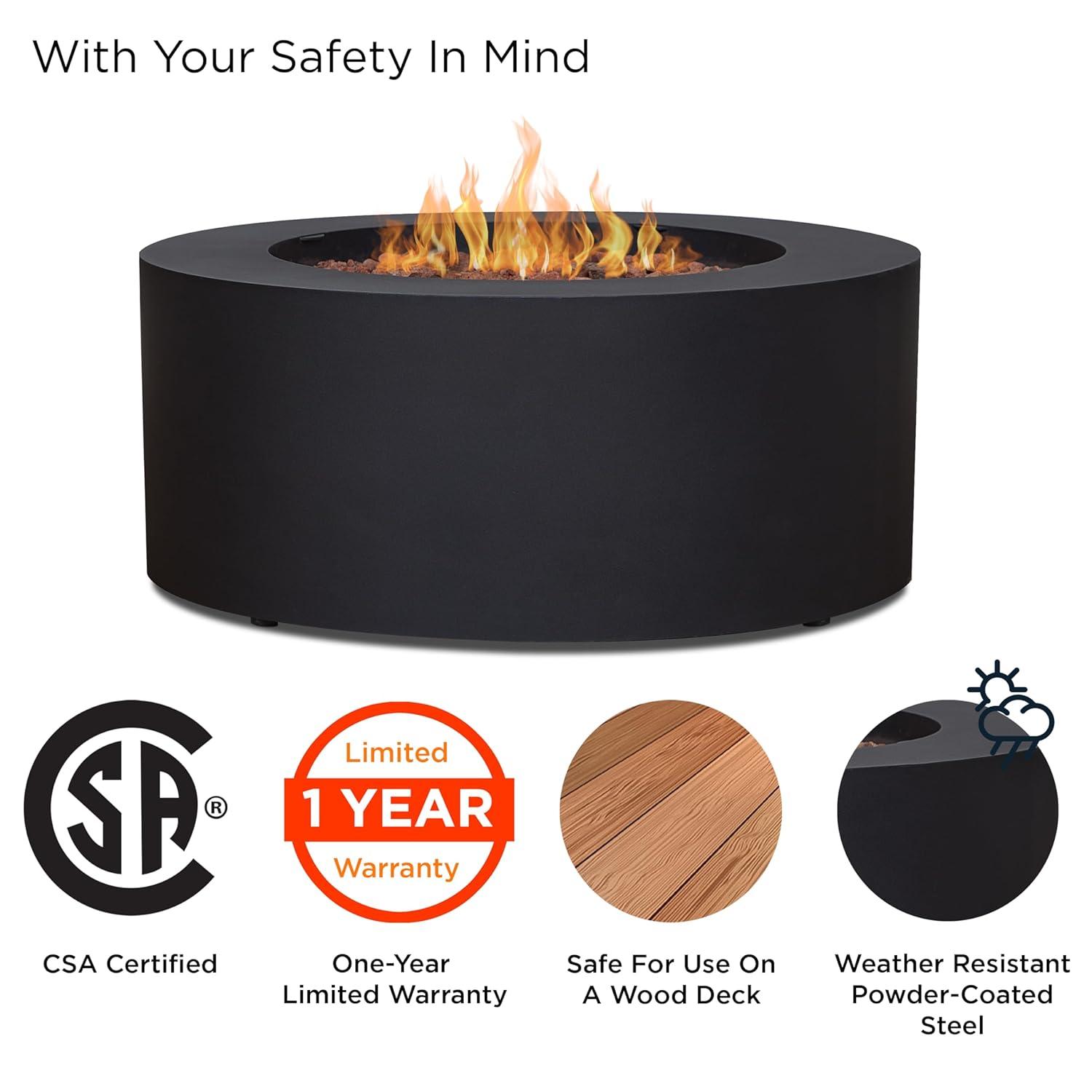 Aegean 36" Round Steel Propane or Natural Gas Fire Pit Table by Real Flame