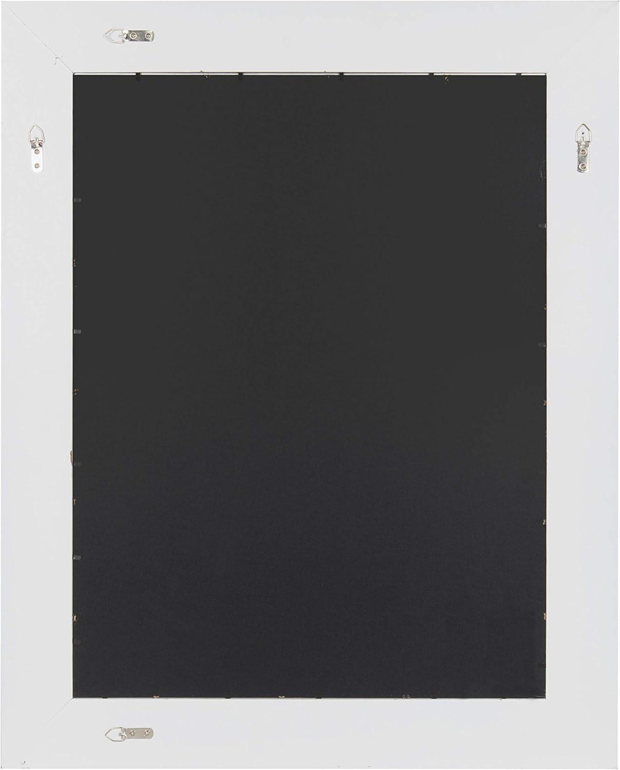 24" x 30" Rost Pieced Wood Framed Wall Mirror White - DesignOvation: Modern Rectangle, No Assembly Required