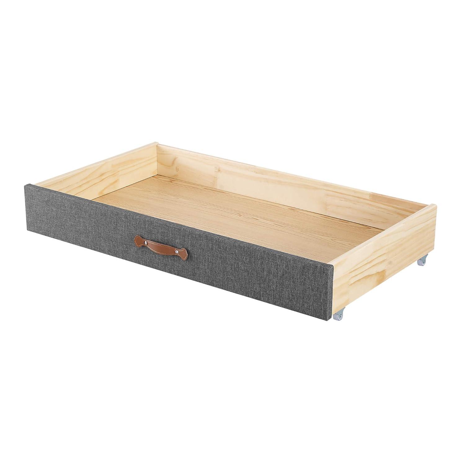 MUSEHOMEINC Cajón de Almacenamiento Debajo de la Cama Tapizado, con 4 Ruedas, Gris