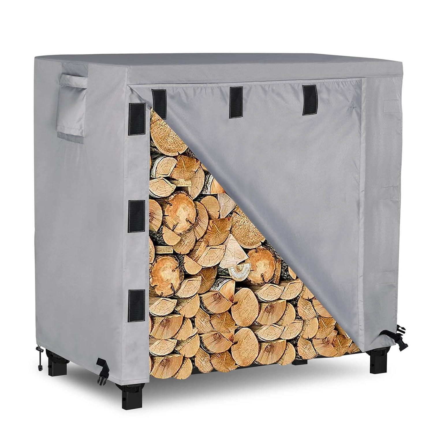 KHOMO GEAR - Heavy Duty Log Rack Cover - 4 Feet - Titan Series - Grey