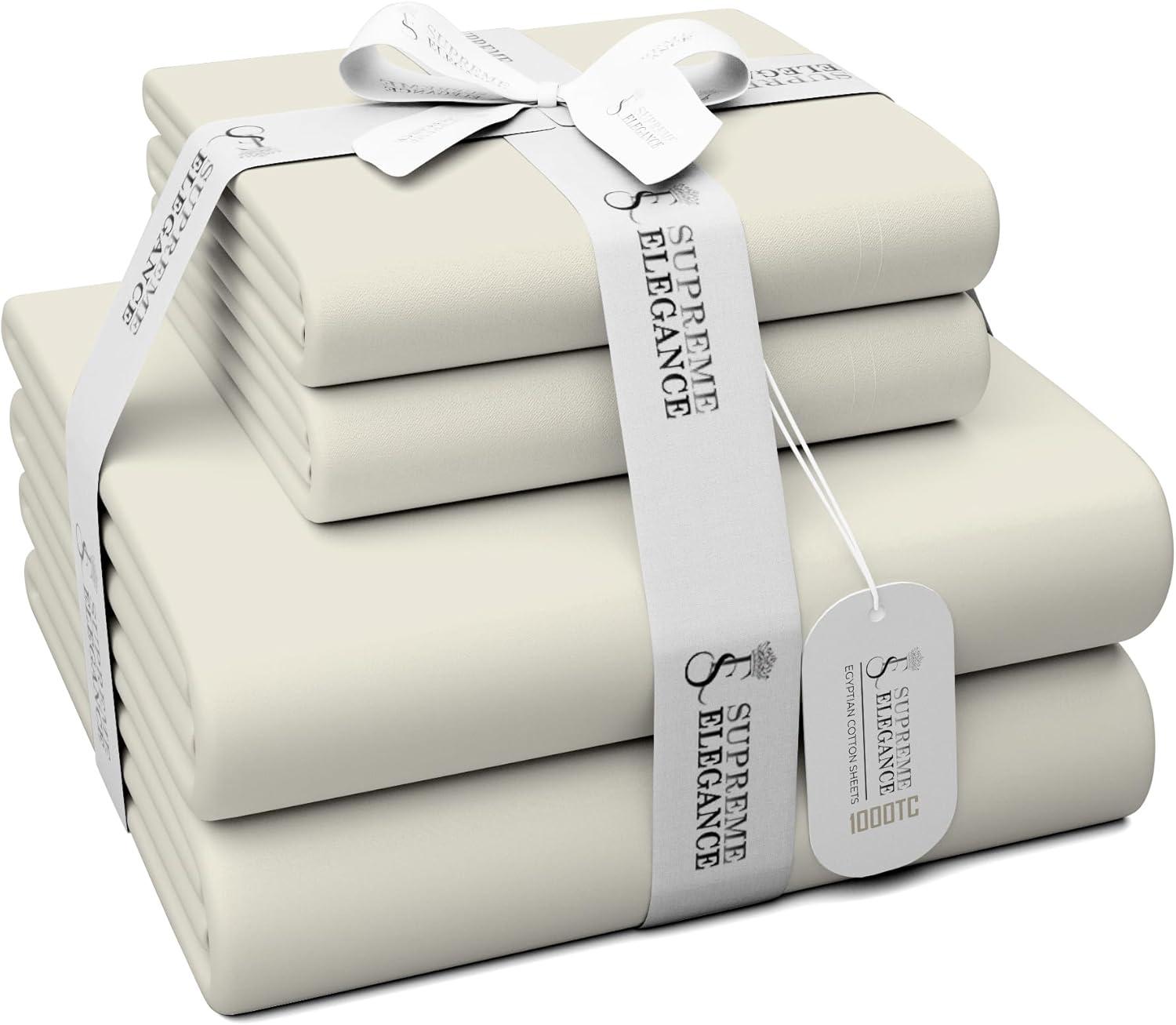 Full 1000 Thread Count Cotton Solid Sheet Set White - Aireolux