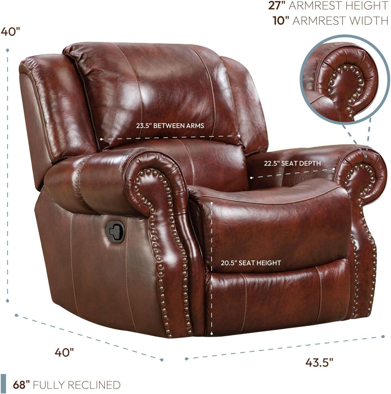 Cambridge Telluride Leather Rocker Recliner in Oxblood