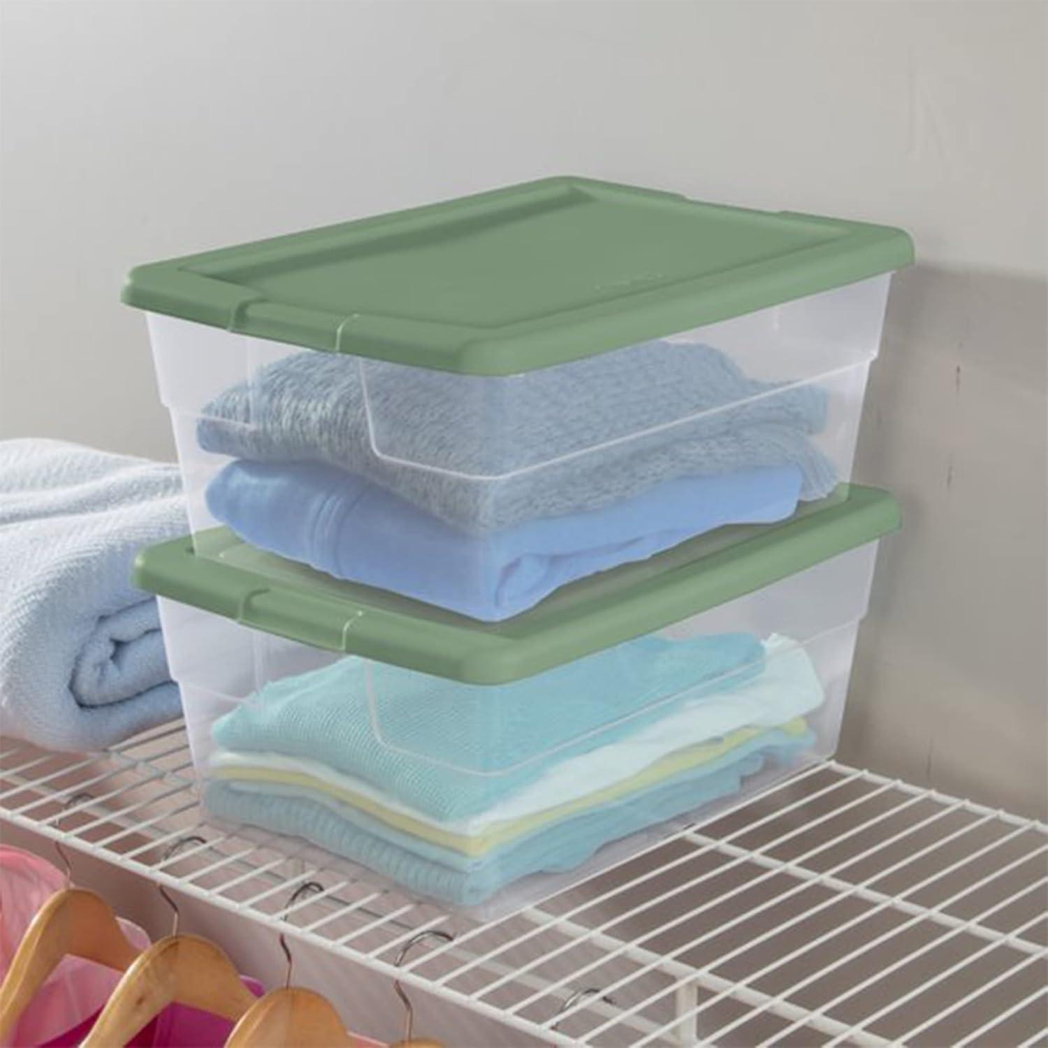 Sterilite 16 Qt Clear Plastic Storage Tote Home Organizer Bins with Lid (4 Pack)