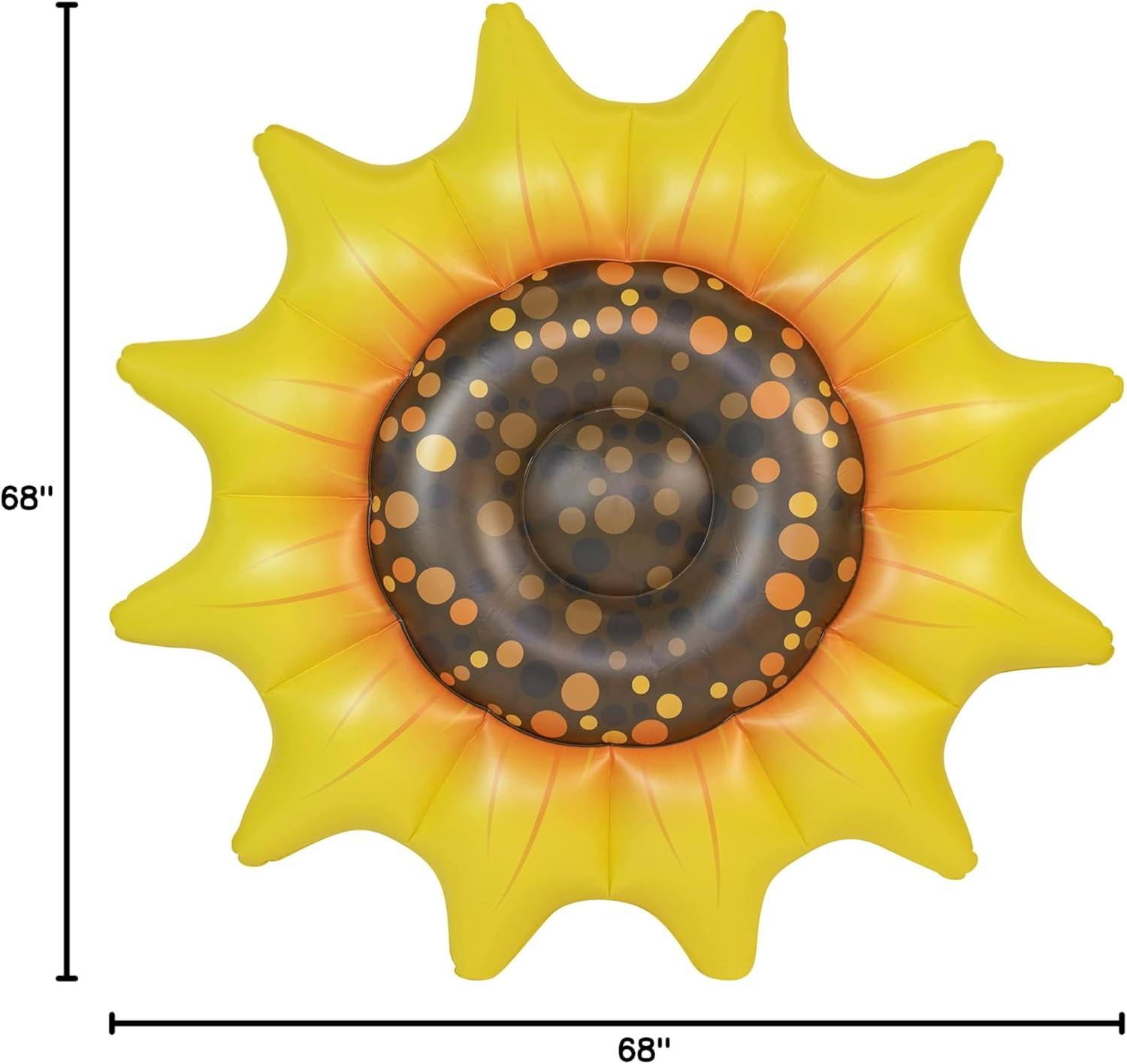 Get Ready for Summer Fun with PoolCandy's Inflatable Sunflower Island Pool Float - Perfect for Parties and Relaxation. The Ultimate Swimming Pool Inflatable Toy.