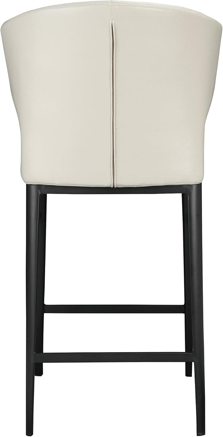 Beige Faux Leather and Metal Contemporary Counter Stool