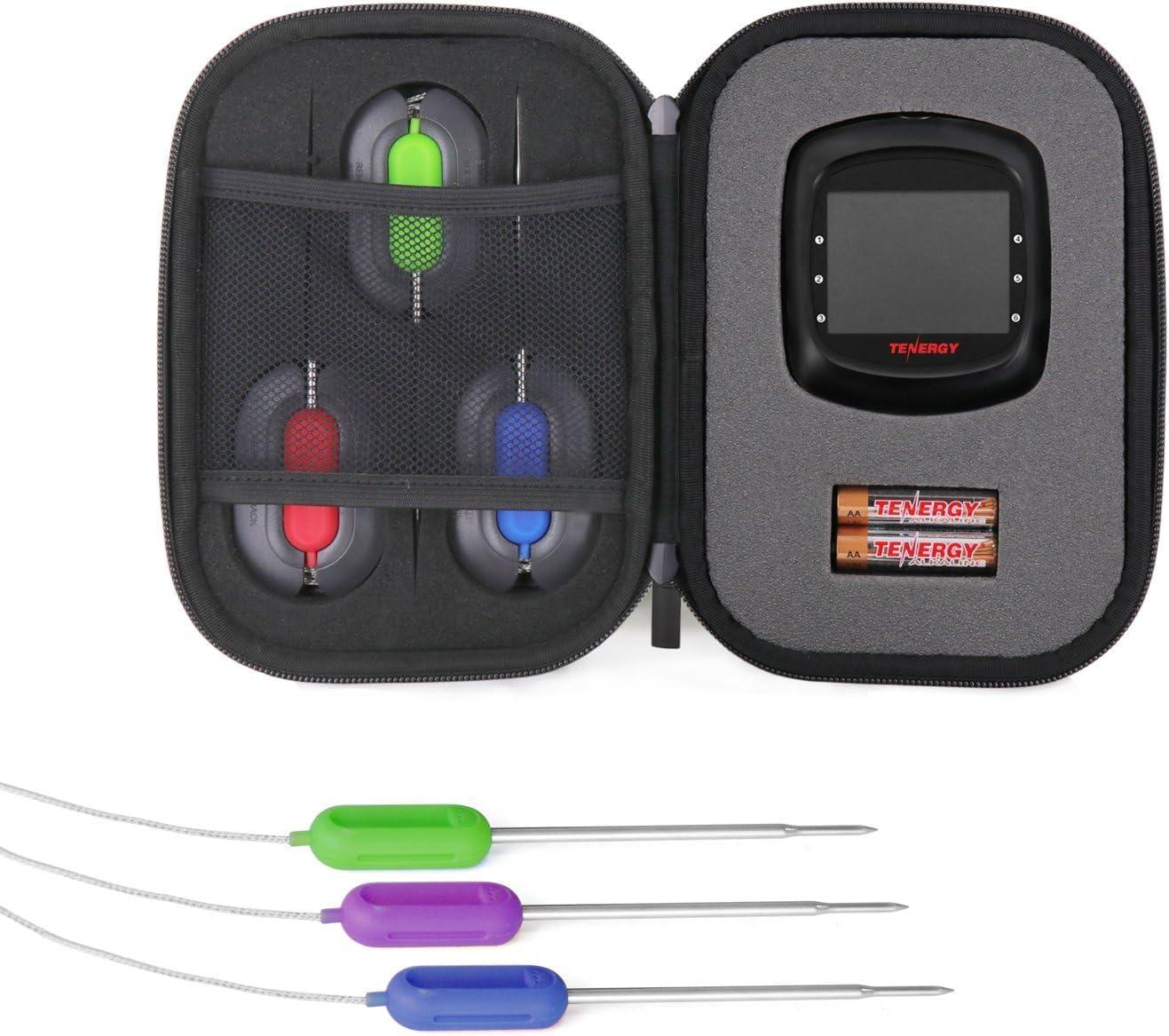 Tenergy Solis Digital Meat Thermometer, APP Controlled Wireless Bluetooth Smart BBQ Thermometer w/ 6 Stainless Steel Probes, Large LCD Display, Carrying Case, Cooking Thermometer for Grill & Smoker