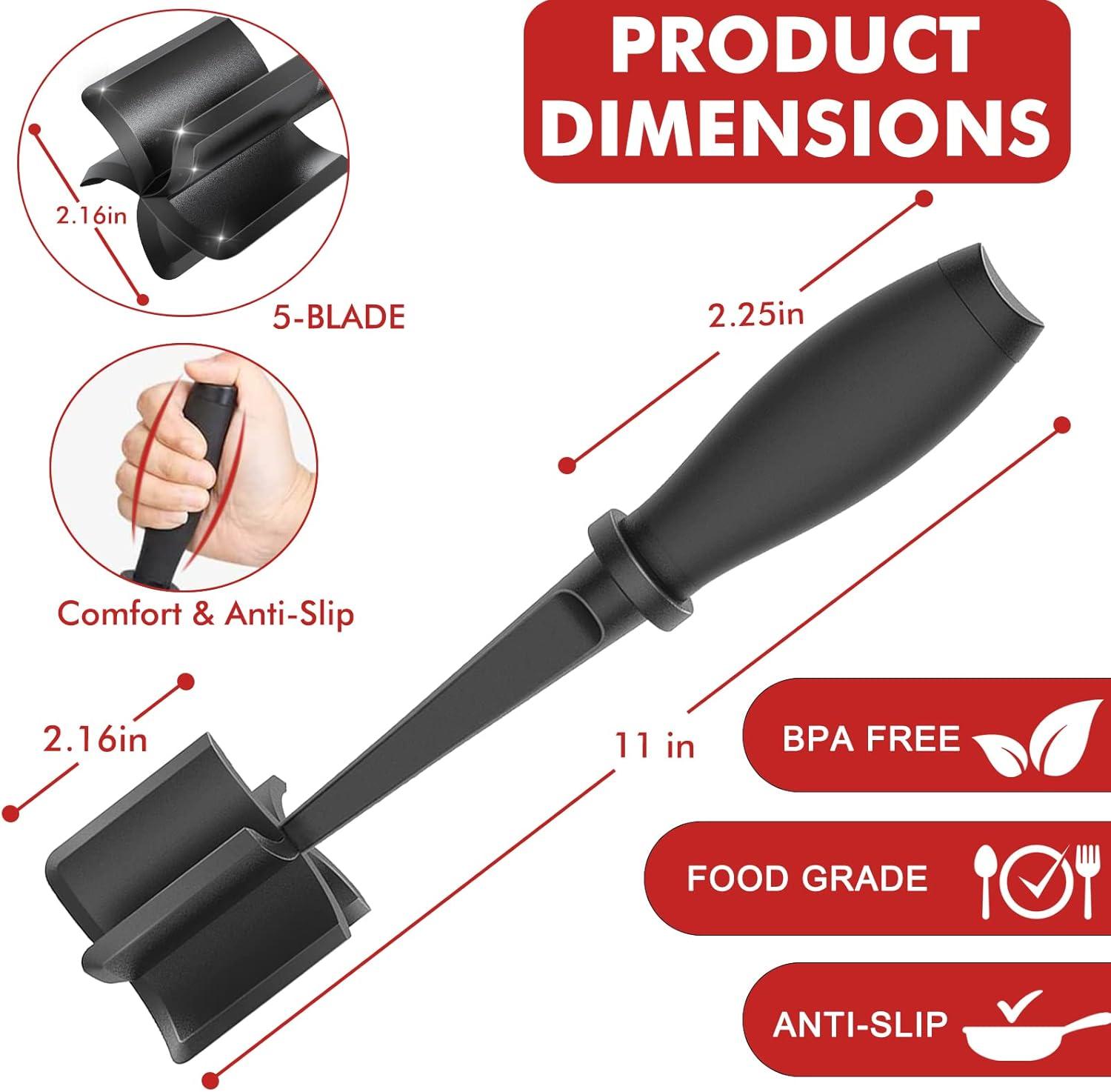 Meat Chopper, Hamburger Chopper, Premium Heat Resistant Meat Chopper Utensil,Ground Beef/Meat Chopper Tool,Meat/Potato Masher,Hamburger Spatula Safe