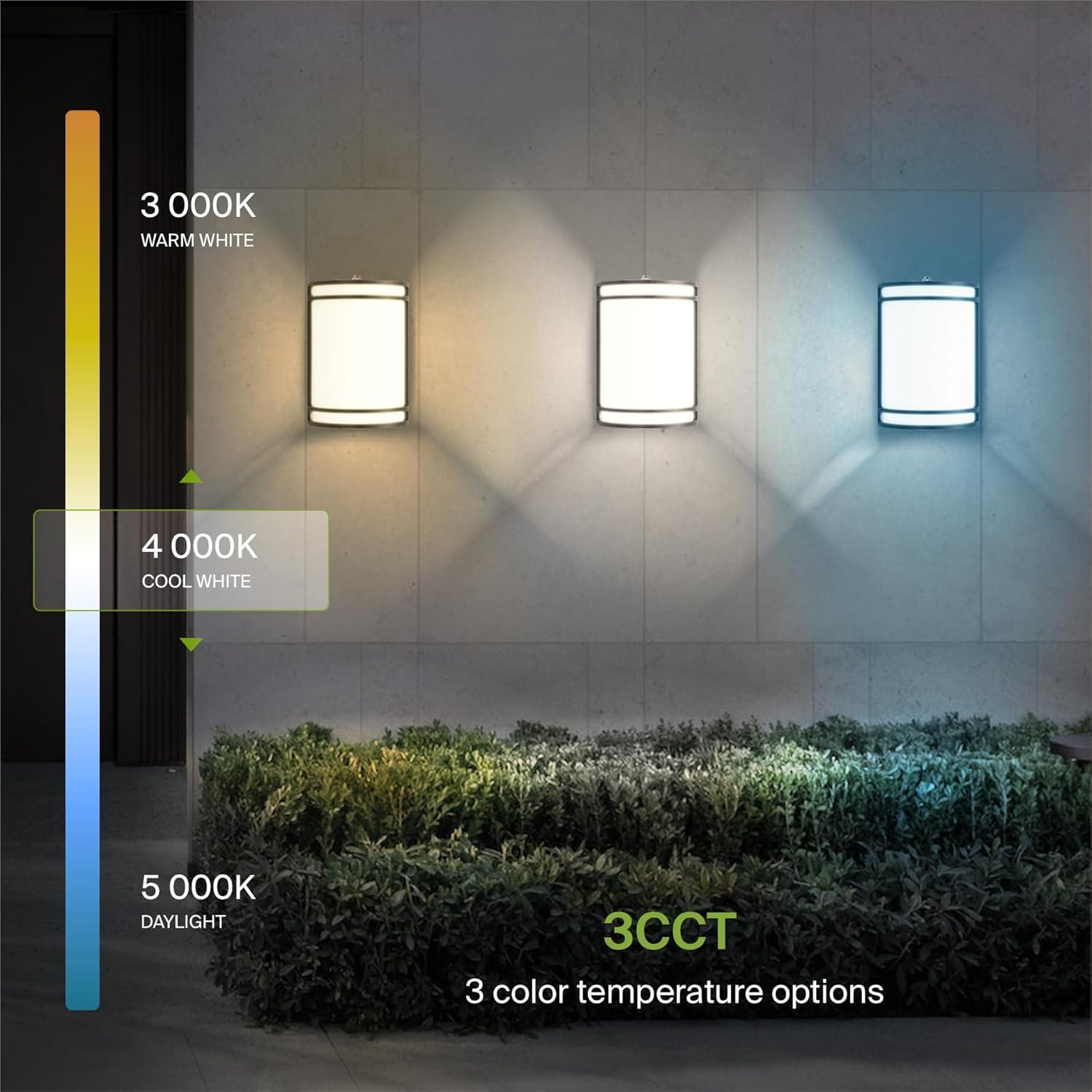 ASD LED Dusk to Dawn Outdoor Wall Mount Light Fixture - Modern Oil Rubbed Bronze Wall Sconce with Photocell - 15W 3000K 4000K 5000K Adjustable - Half Cylinder Exterior Lights - ETL, 2 Pack