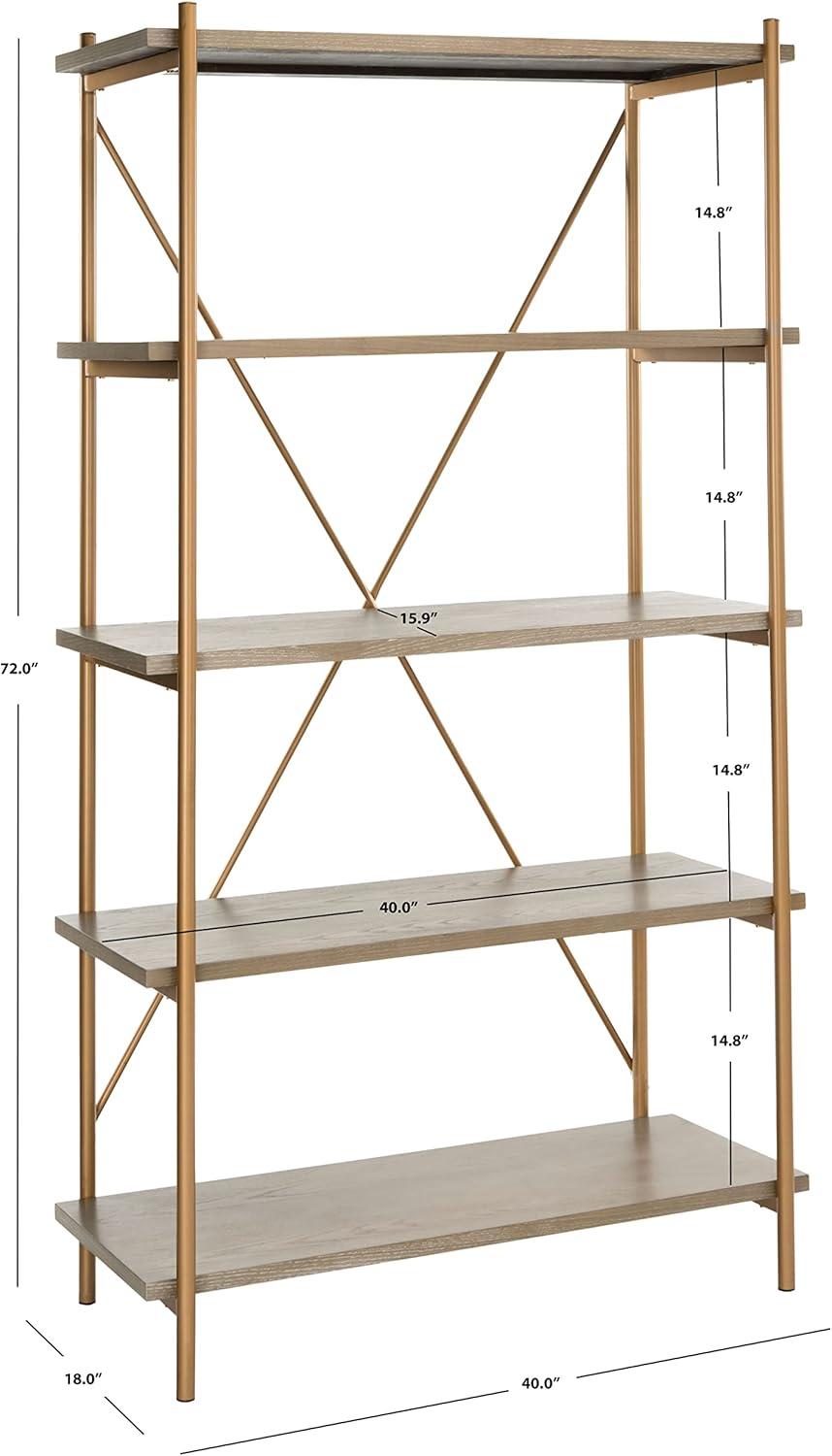 Rigby 5-Tier Etagere - Rustic Oak/Gold - Safavieh.