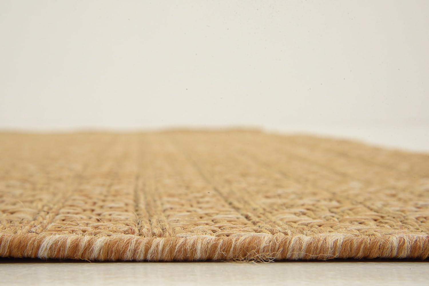 Unique Loom 6' 1 x 6' 1 Square Light Brown Outdoor Modern Links Area Rug