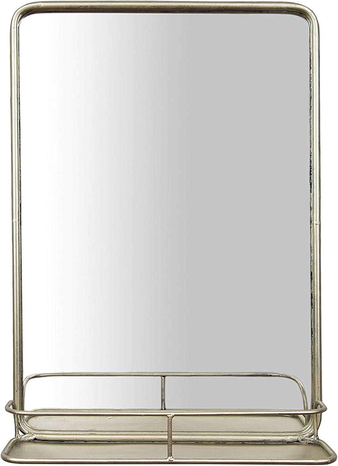 Antique Silver and Gold Rectangular Wood Vanity Mirror