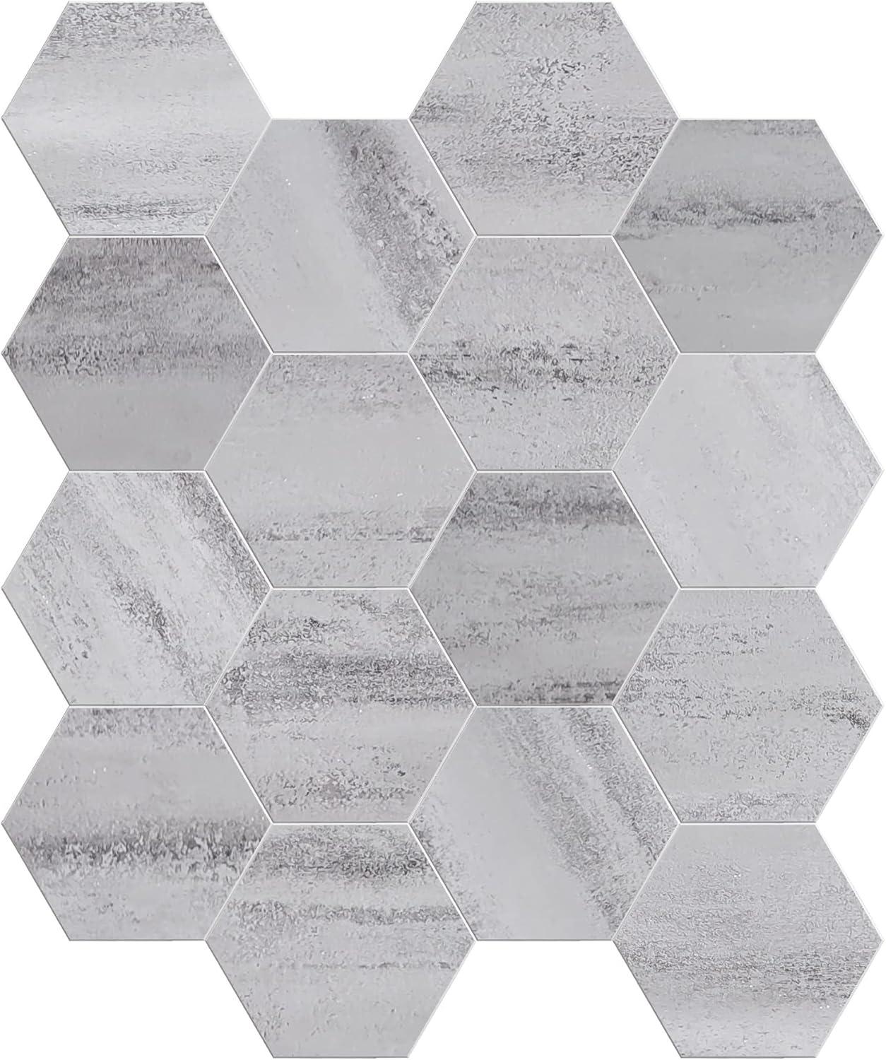 Bex 6" x 6.9" Hexagon Stone Composite Peel & Stick Wall Tile