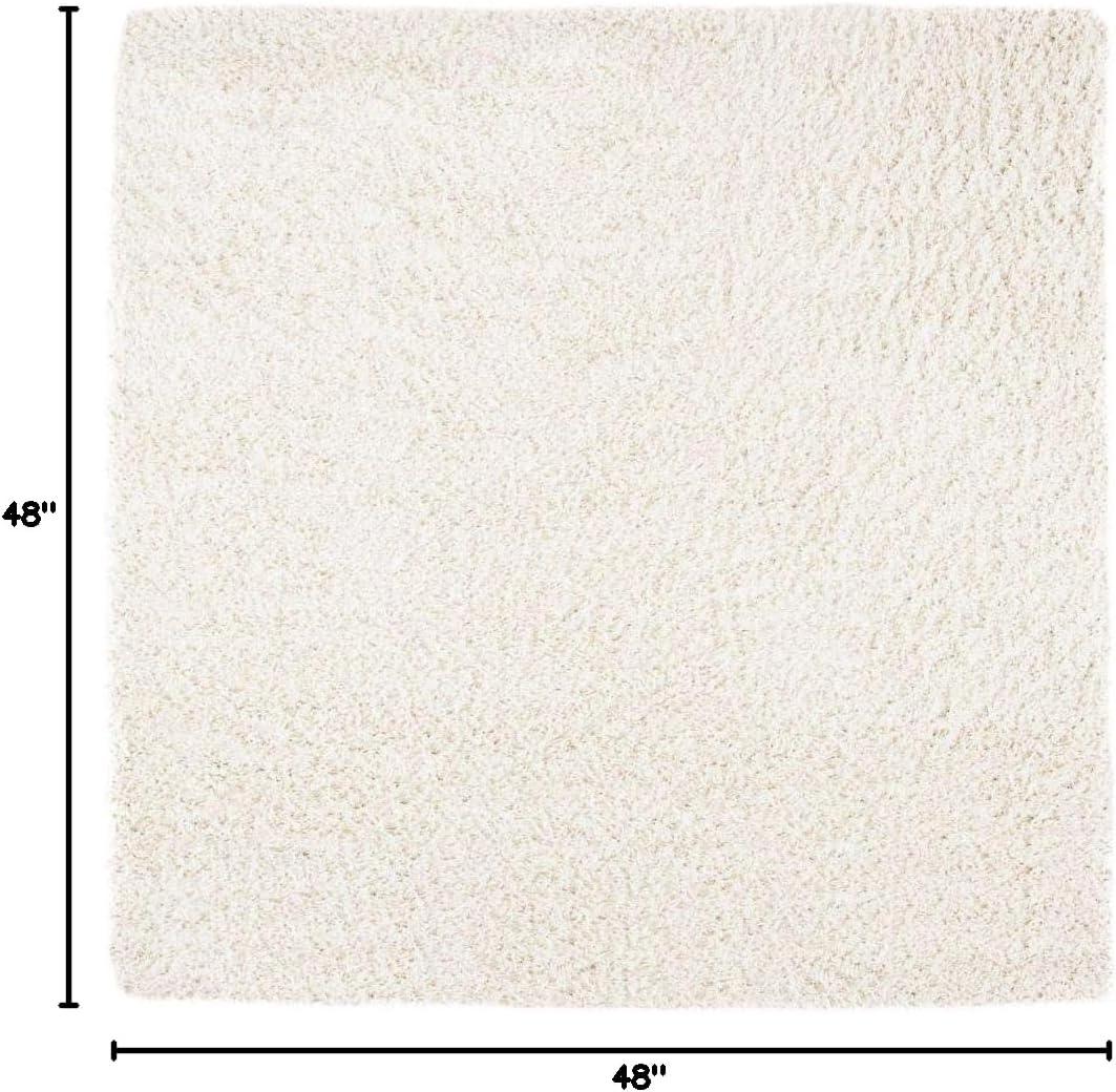 SAFAVIEH August Sophia Solid Shag Area Rug, Ivory, 4' x 4' Square