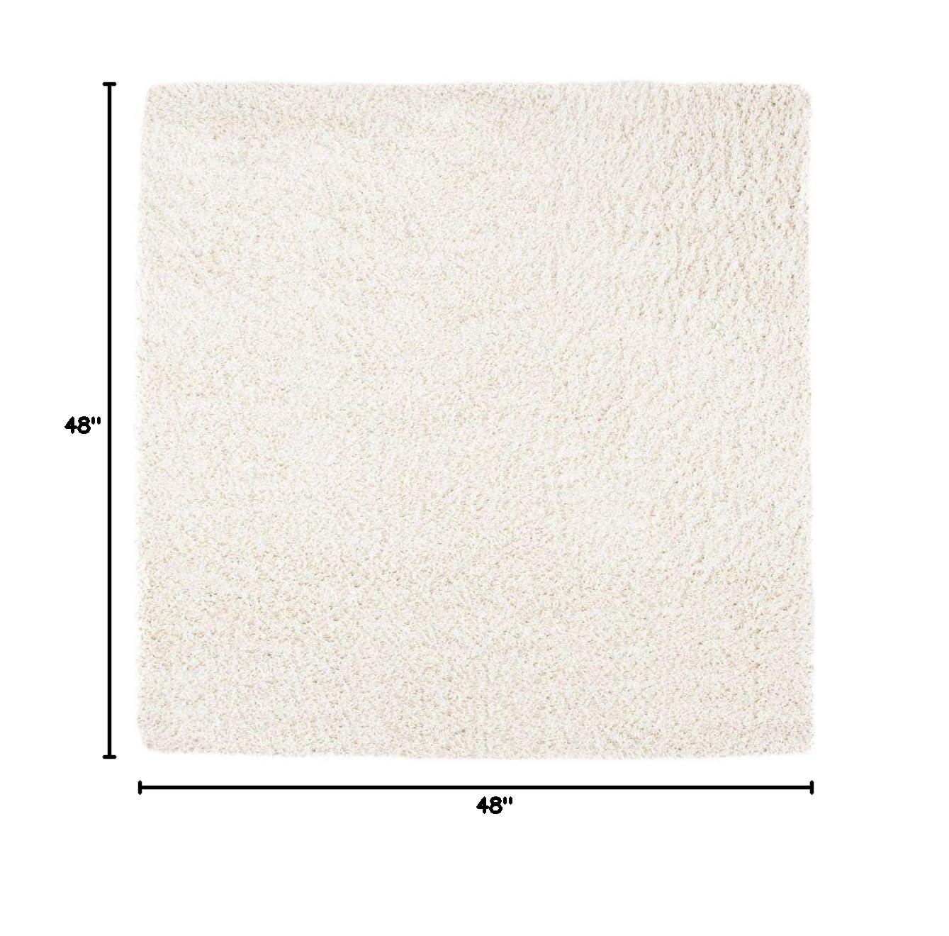 SAFAVIEH August Sophia Solid Shag Area Rug, Ivory, 4' x 4' Square