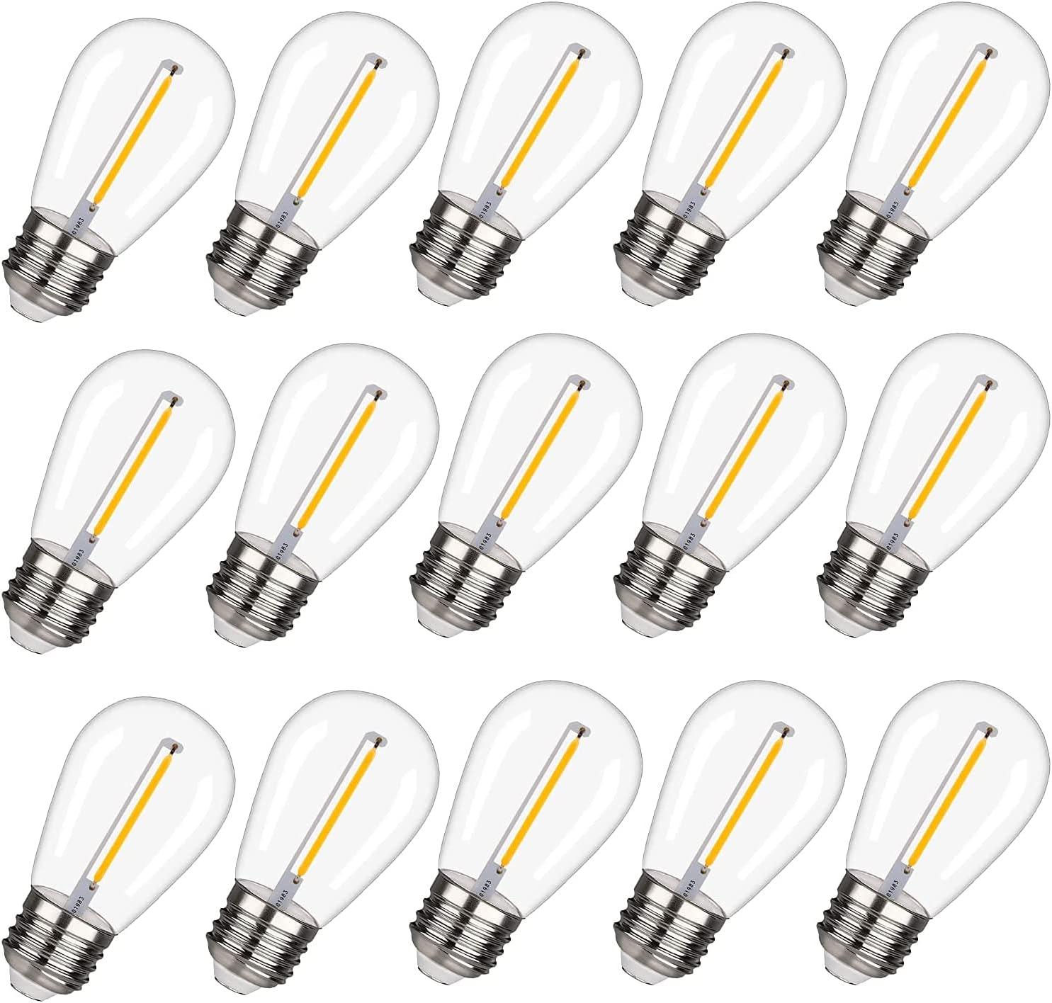 15-Pack Clear LED S14 Warm White Outdoor String Light Bulbs