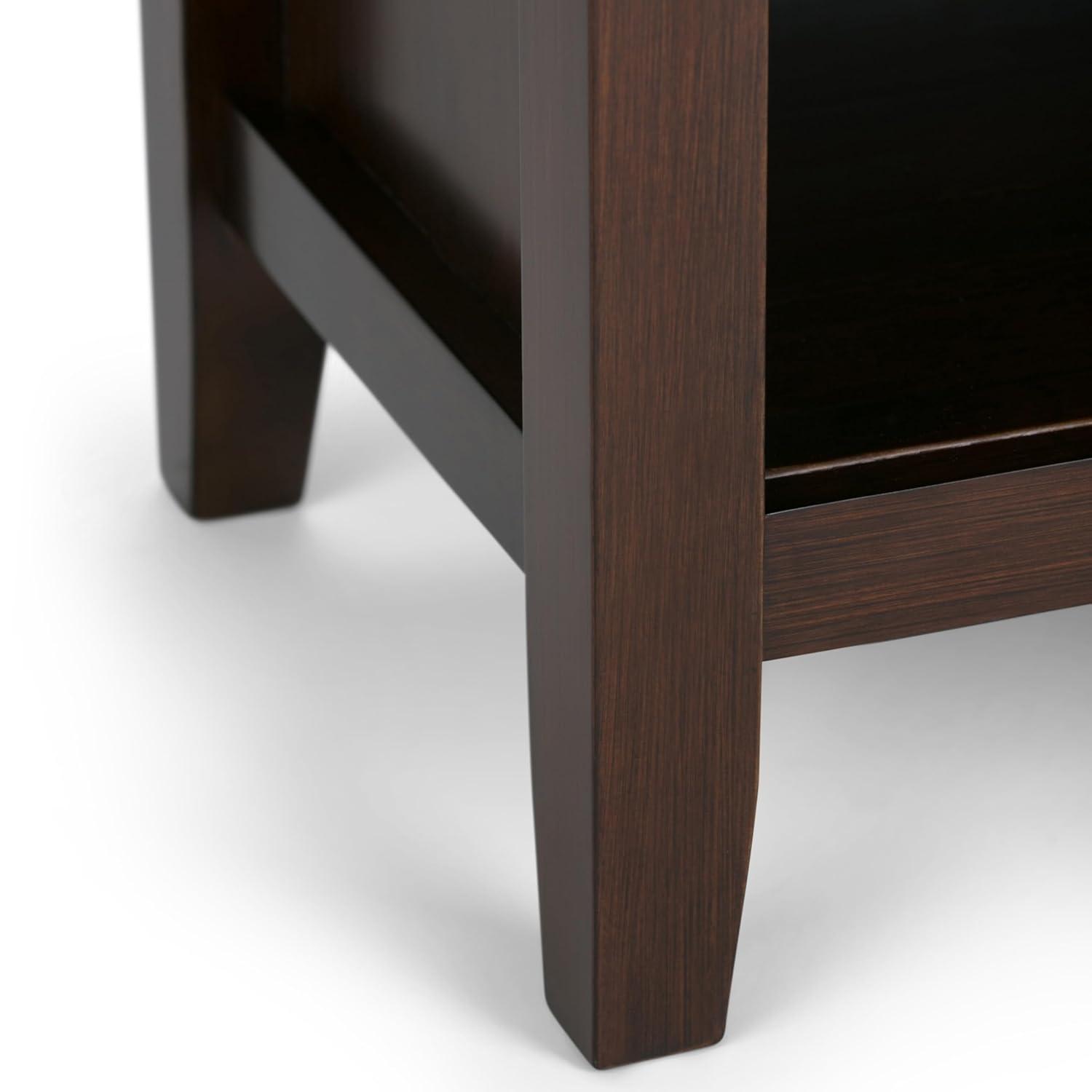 Simpli Home Artisan 24"W Solid Wood Nightstand with Drawer and Shelves