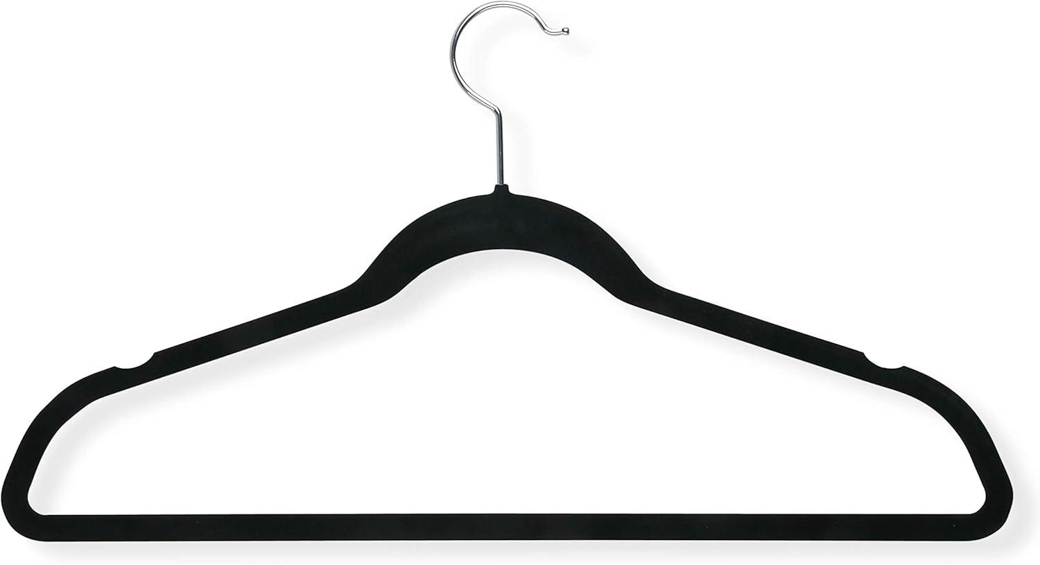 Honey-Can-Do Velvet Slim Non-Slip Adult Clothes Suit Hangers, Black, 20 Pack