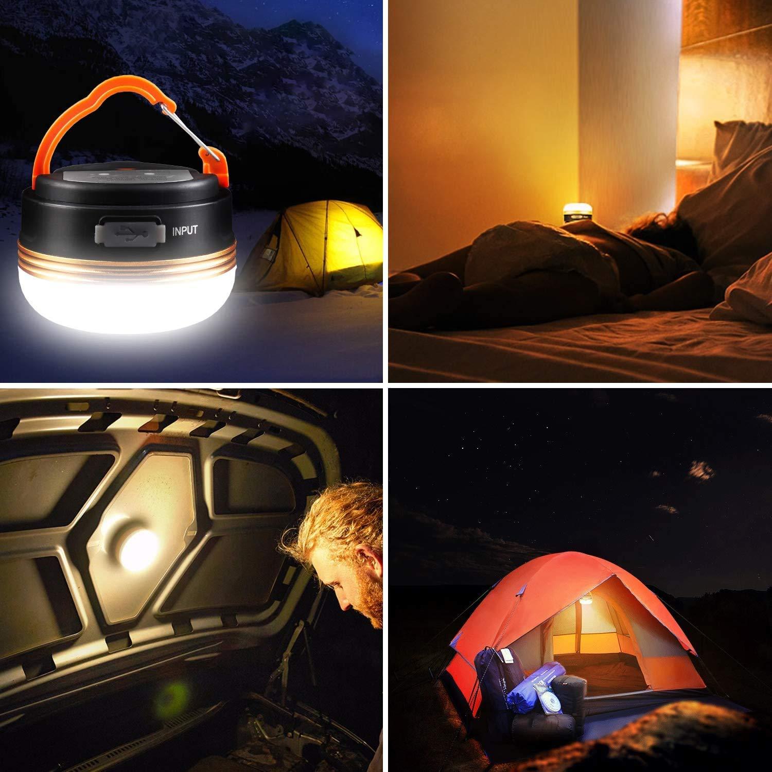 LED Camping Lantern, Rechargeable Portable Tent Light, 300LM,3 Light Modes,1800mAh Power Bank, Magnet Base,Electric Lantern Flashlight for Camping/Hiking/Fishing/Hurricane/Emergency(2 Packs)